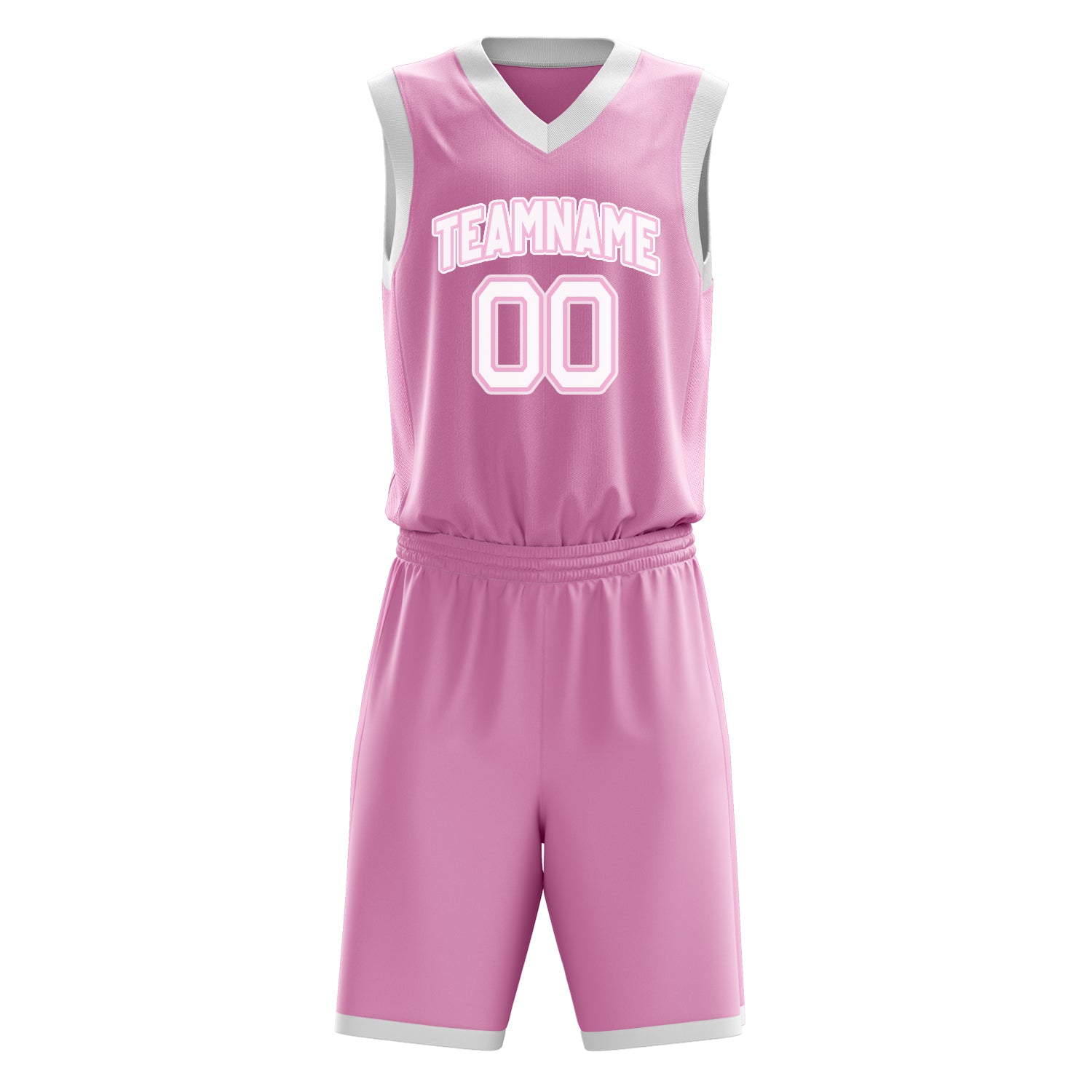 Custom Pink White Solid Color Basketball Set