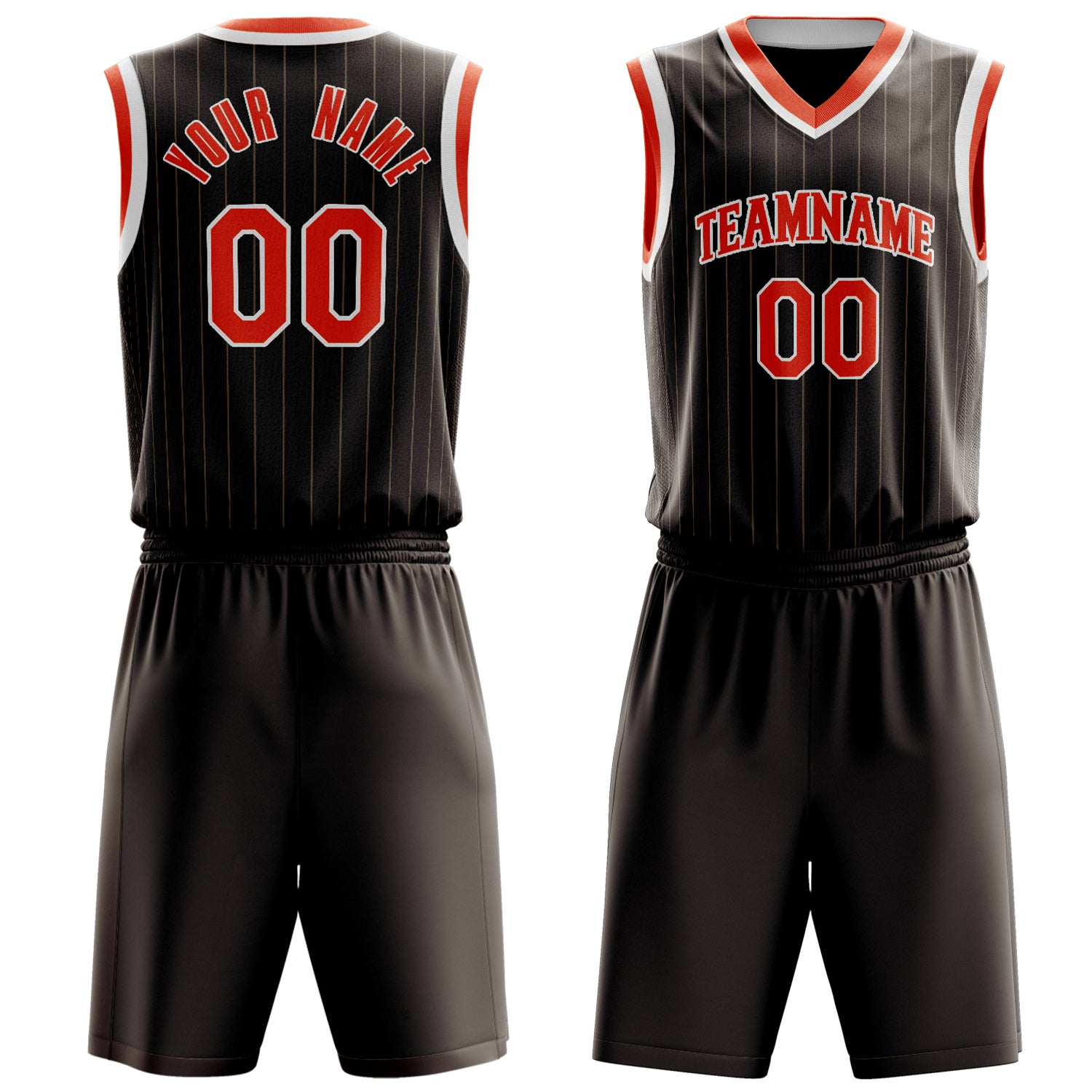 Custom Brown Red Solid Color Basketball Set