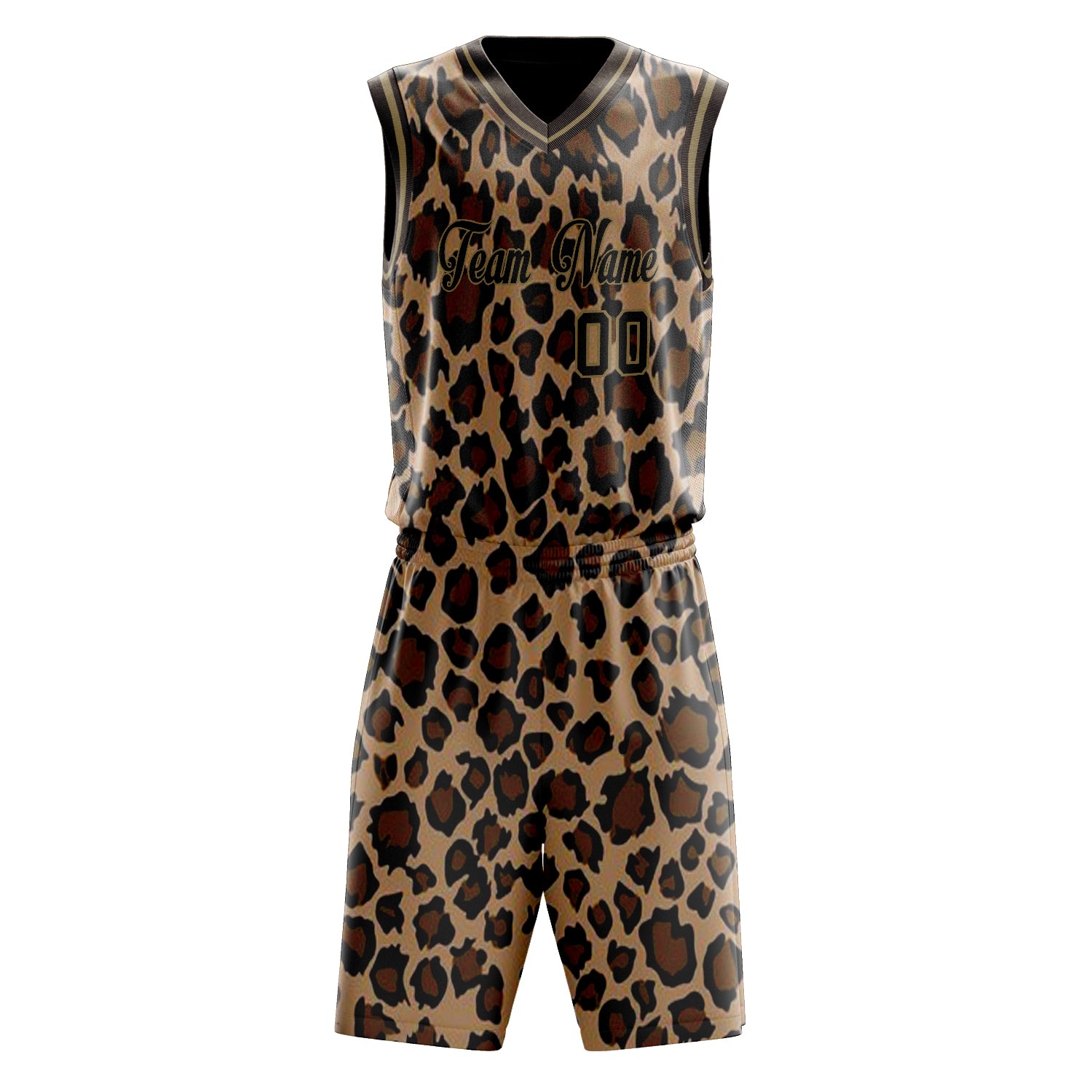 Custom Brown Black Leopard Print Basketball Set