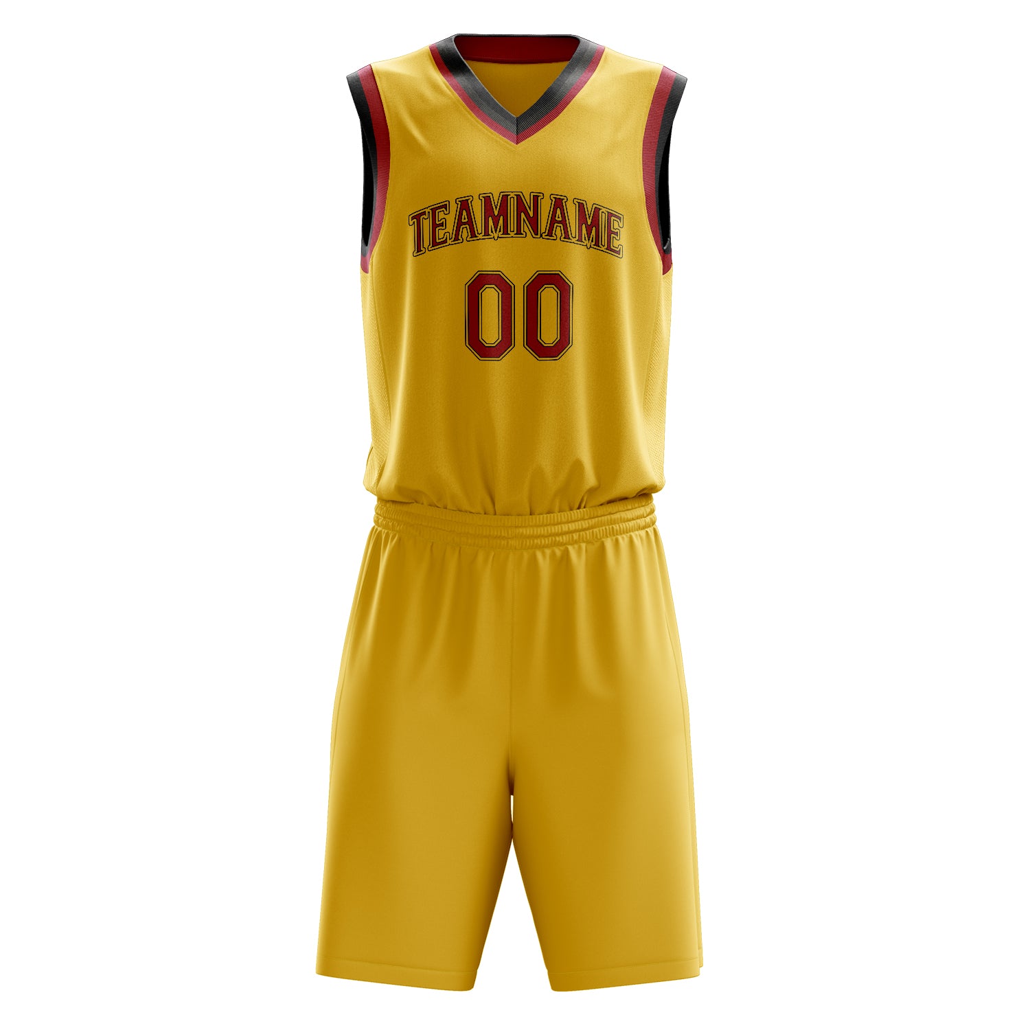 Custom Gold Crimson Solid Color Basketball Set