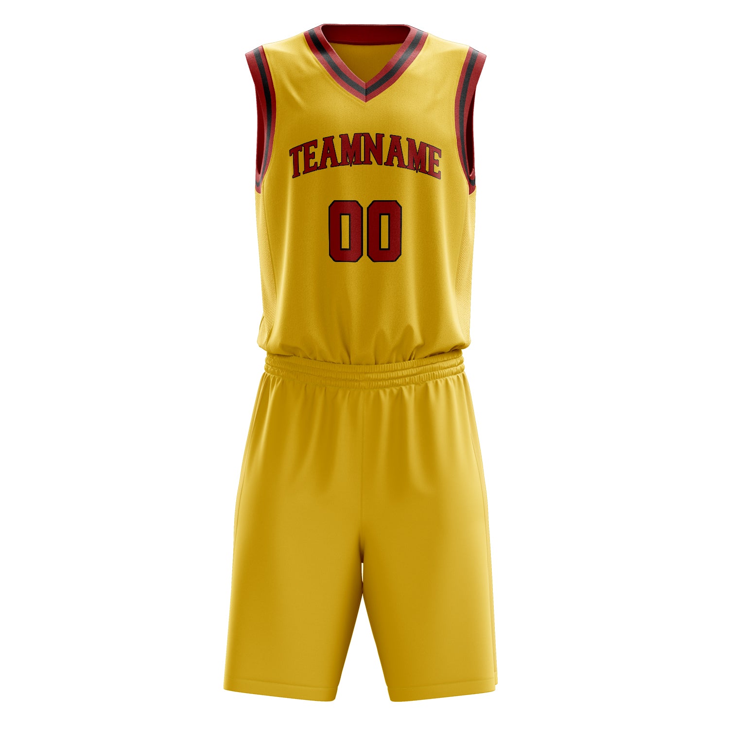 Custom Gold Crimson Solid Color Basketball Set