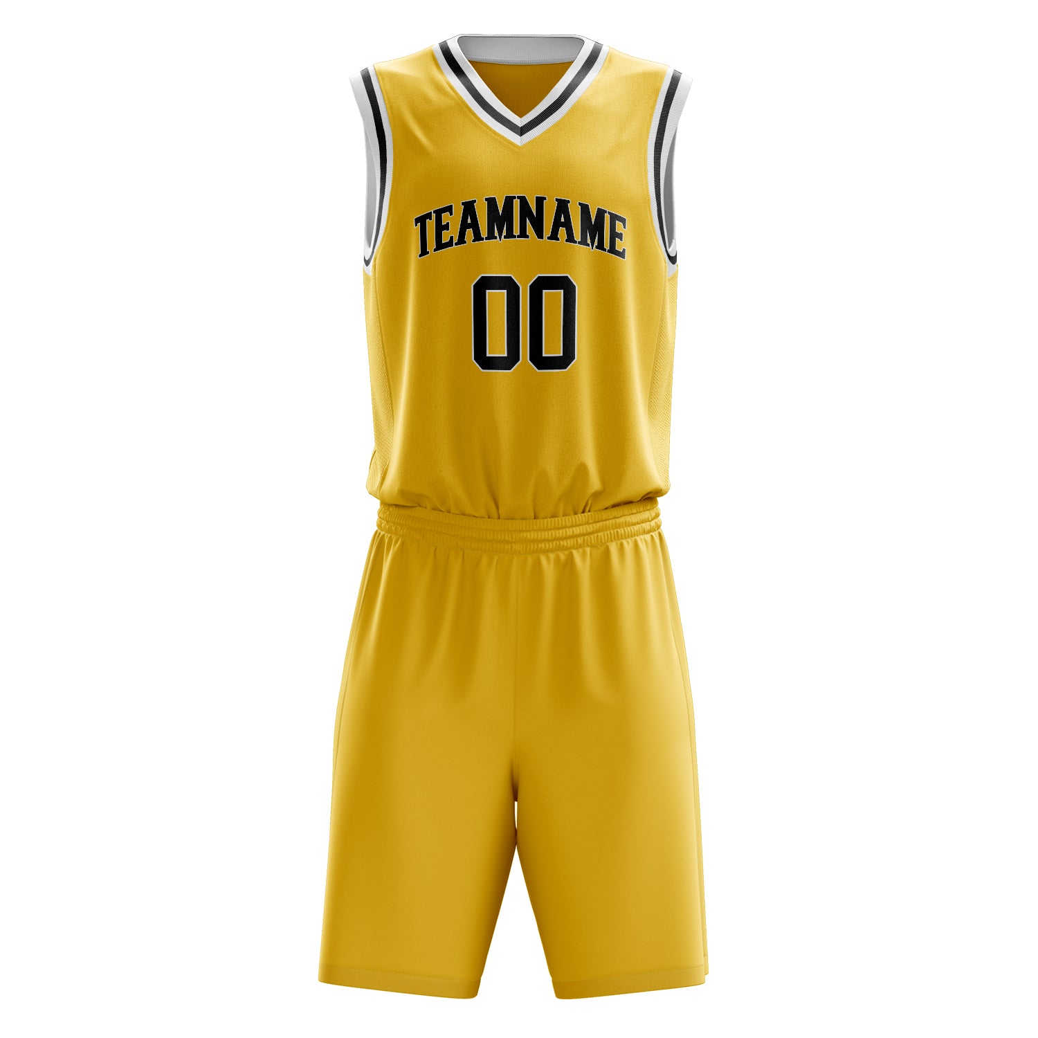 Custom Gold Black Solid Color Basketball Set