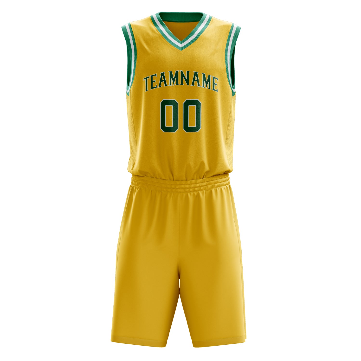 Custom Gold Teal Solid Color Basketball Set