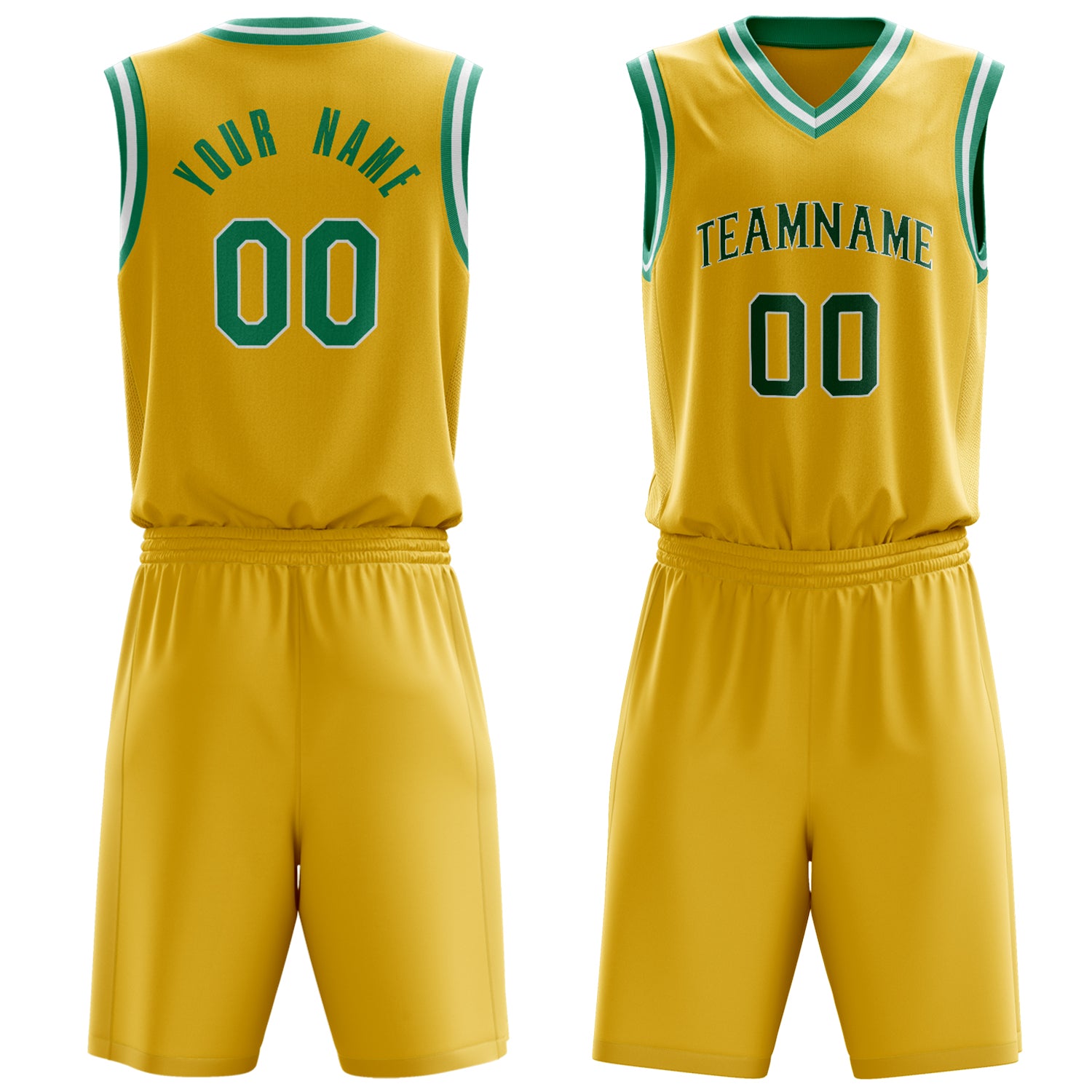 Custom Gold Teal Solid Color Basketball Set