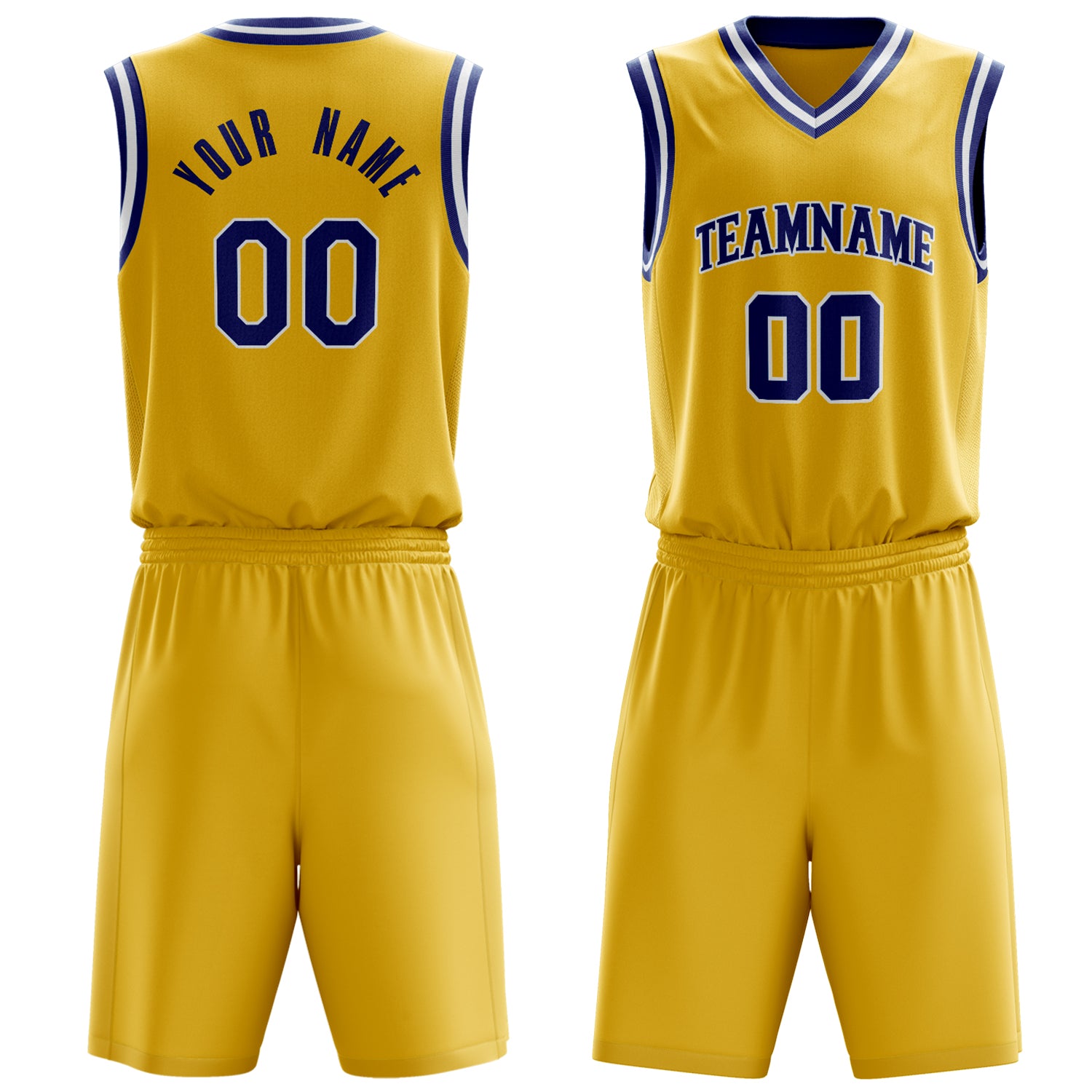 Custom Gold Royal Solid Color Basketball Set