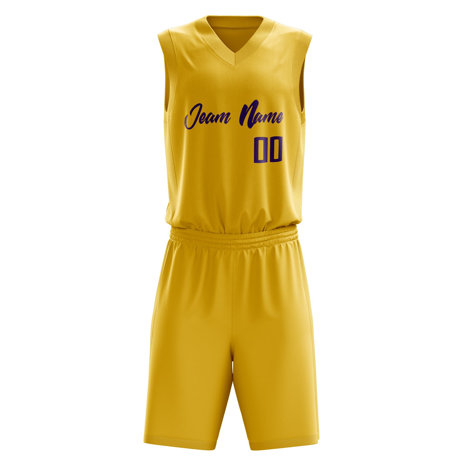 Custom Gold Purple Solid Color Basketball Set