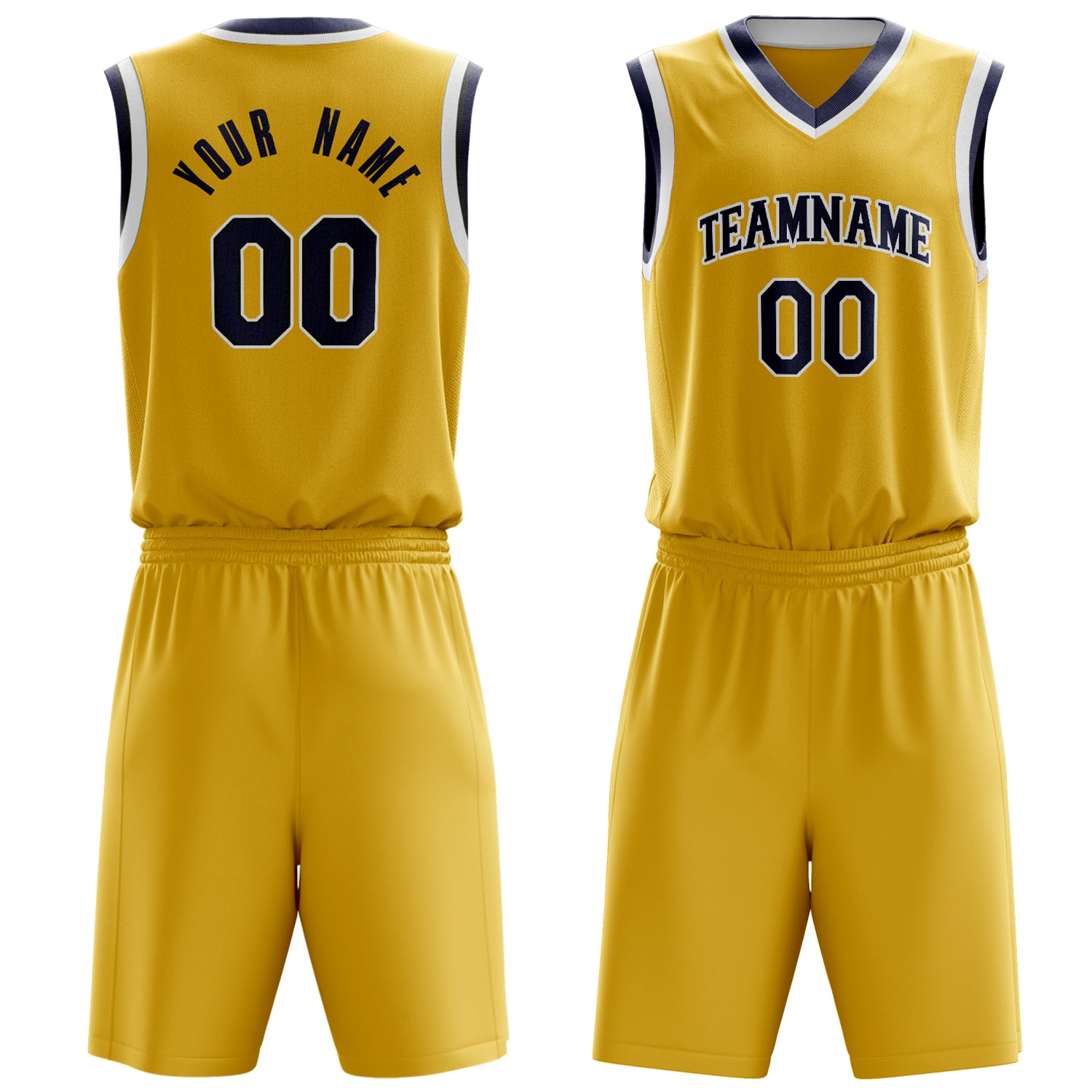 Custom Gold Black Solid Color Basketball Set
