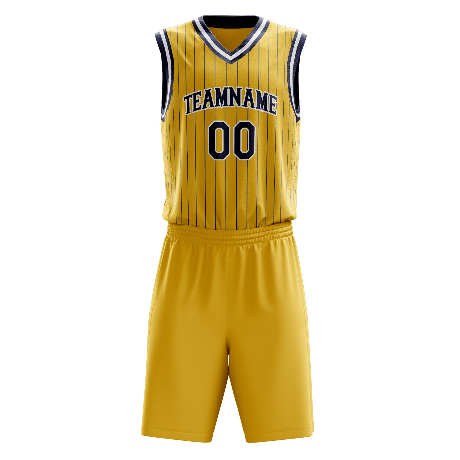 Custom Gold Black Pinstripe Basketball Set