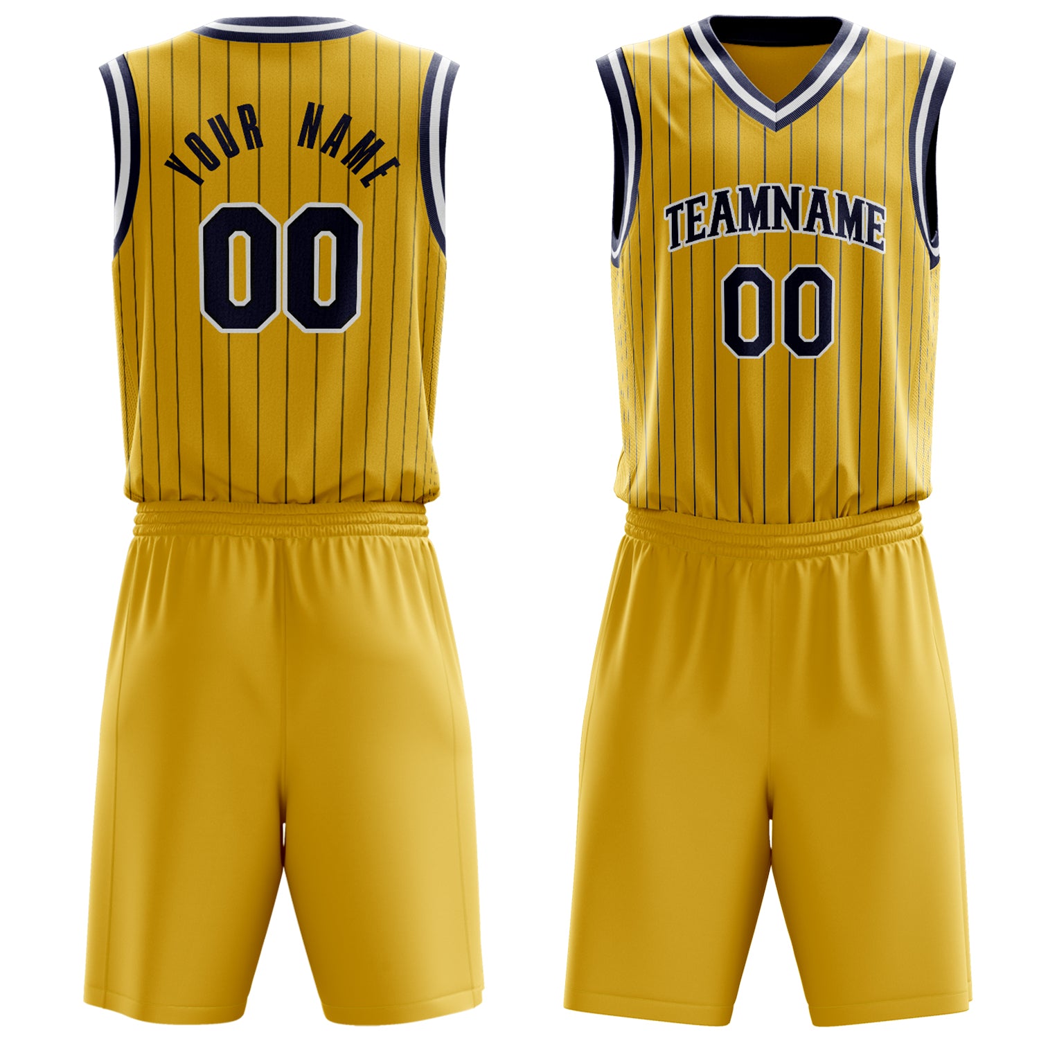Custom Gold Black Pinstripe Basketball Set