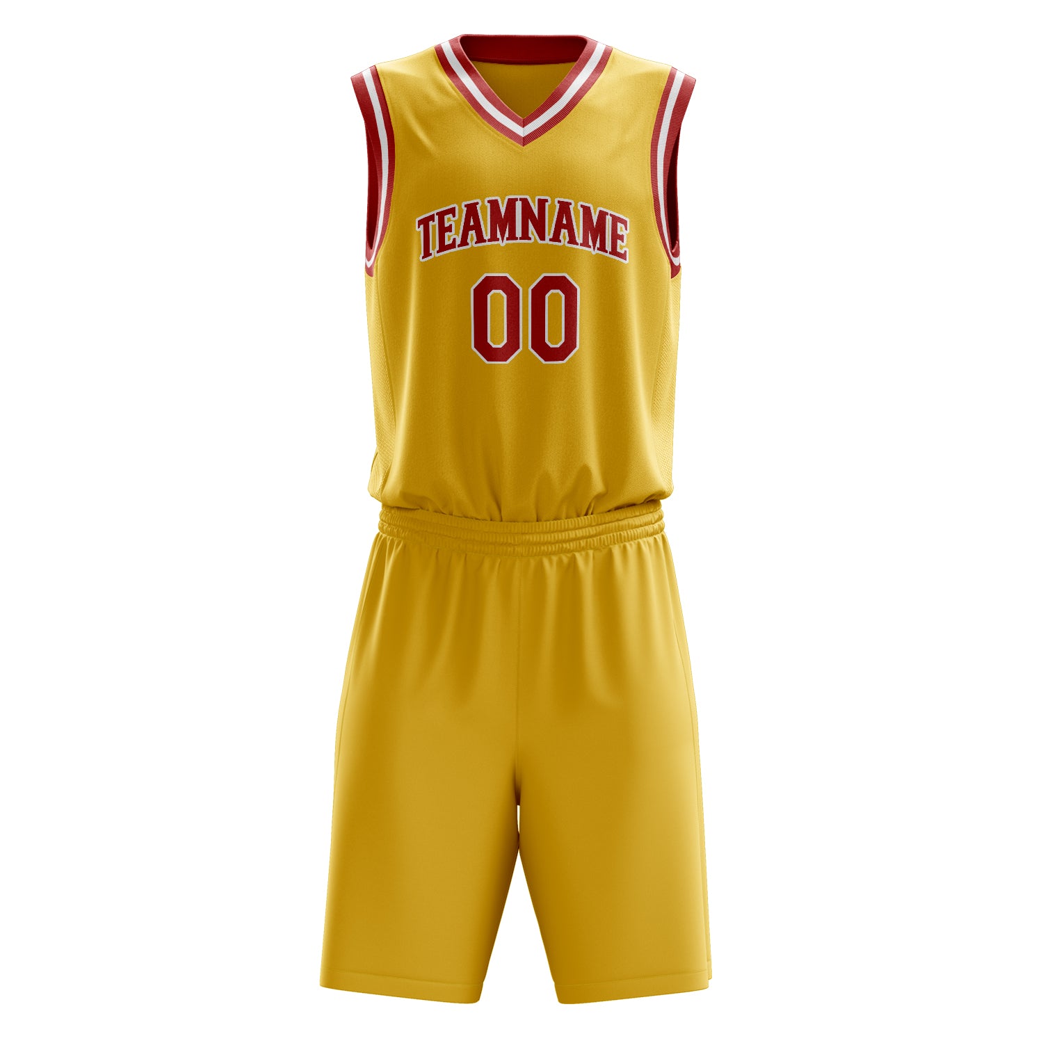Custom Gold Red Solid Color Basketball Set