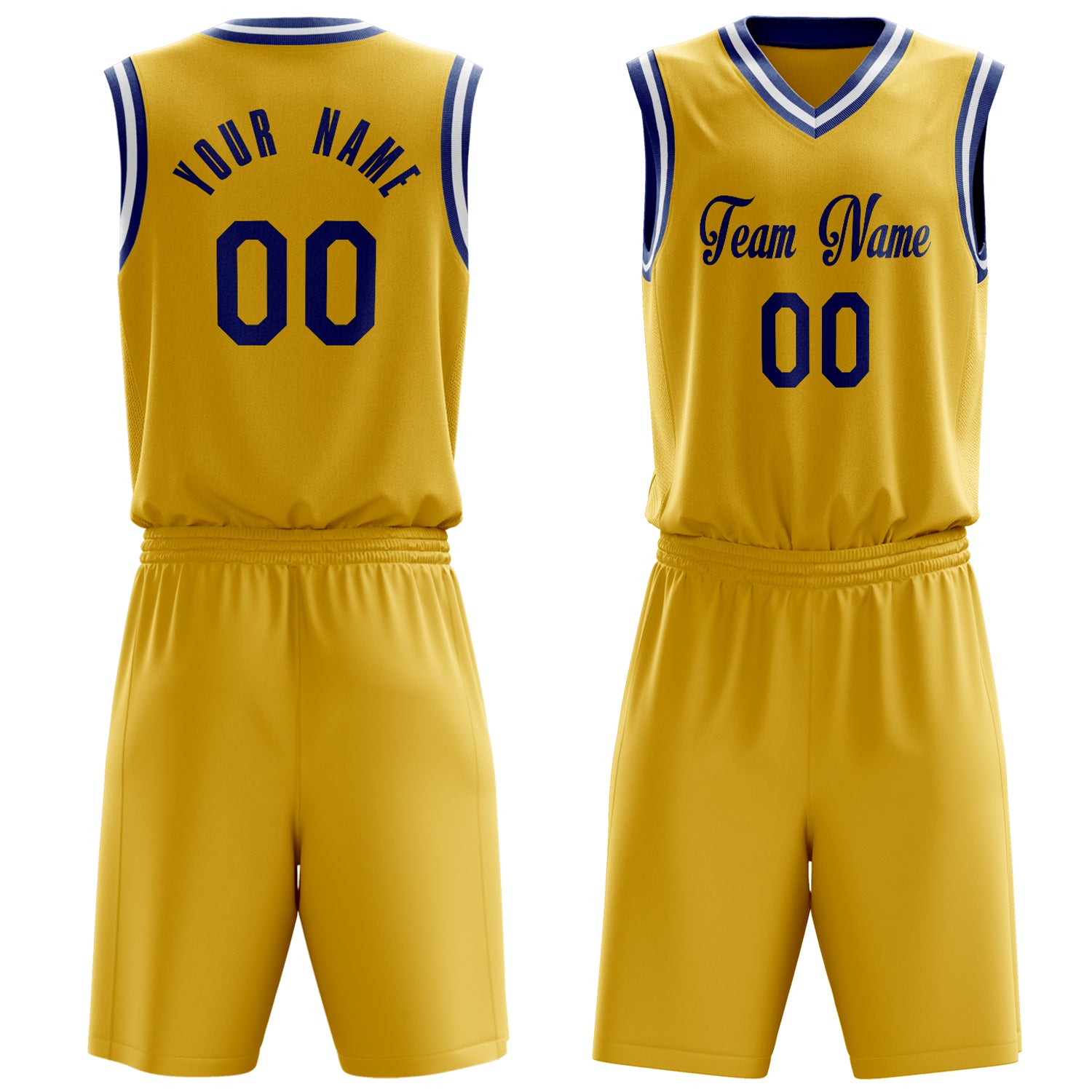 Custom Gold Royal Solid Color Basketball Set