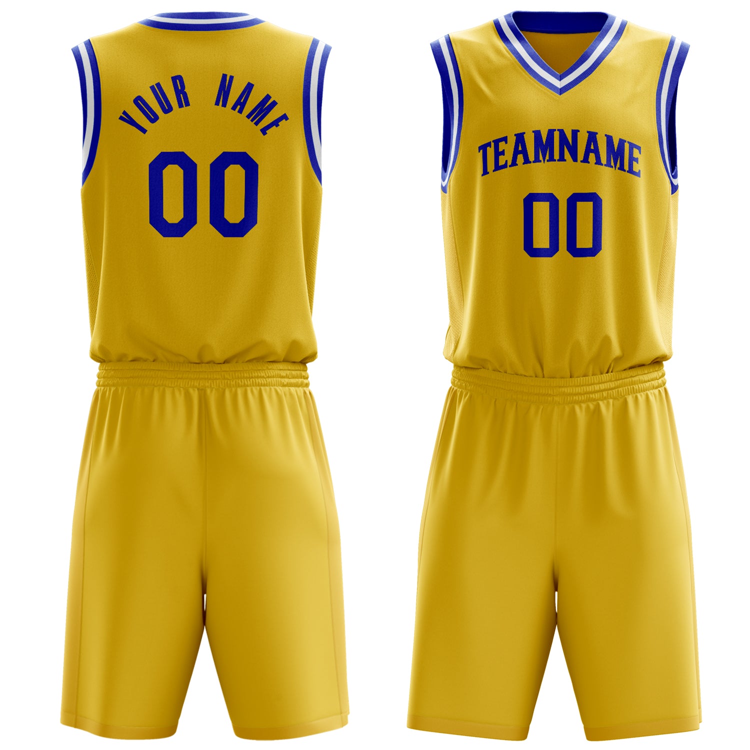 Custom Gold Royal Solid Color Basketball Set