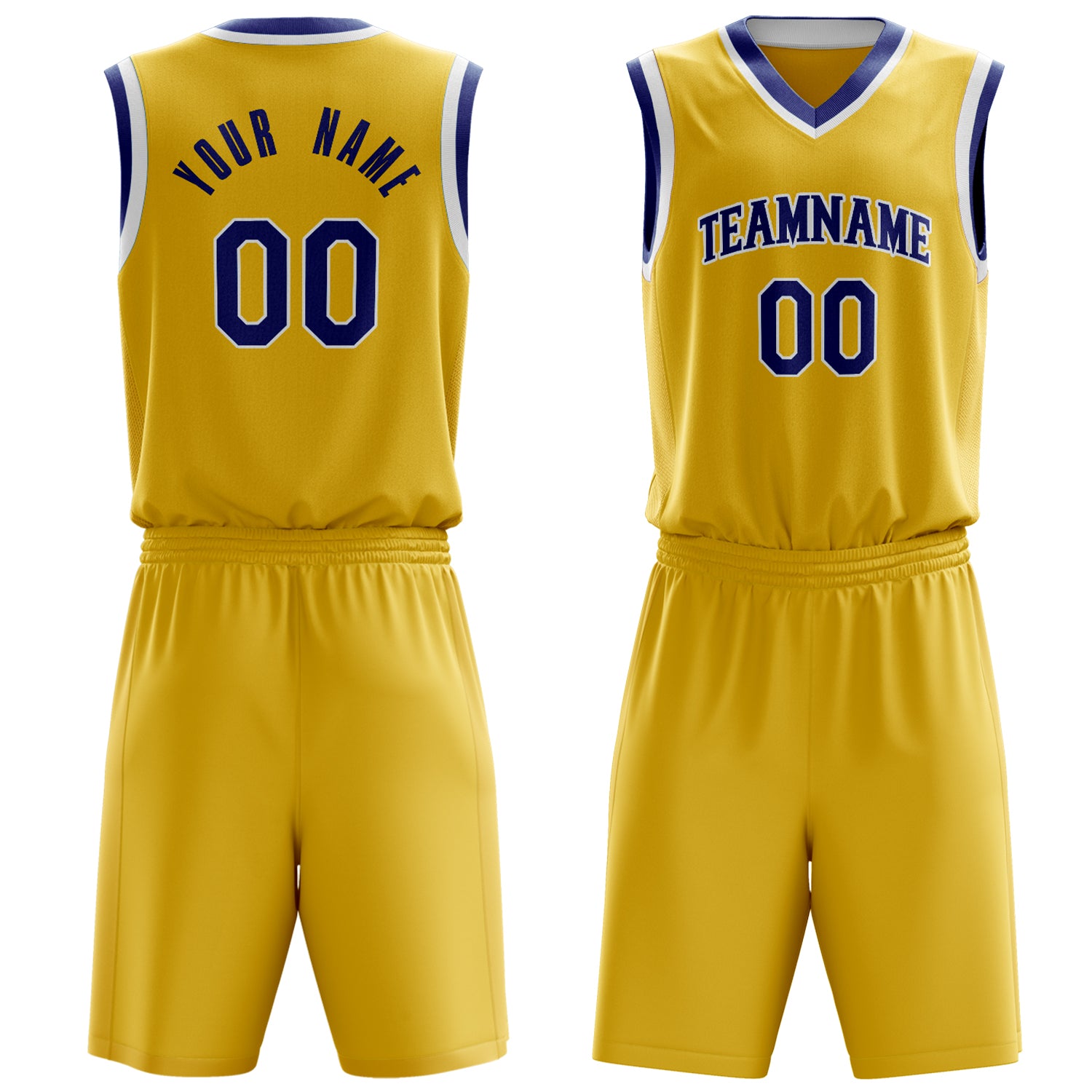 Custom Gold Royal Solid Color Basketball Set