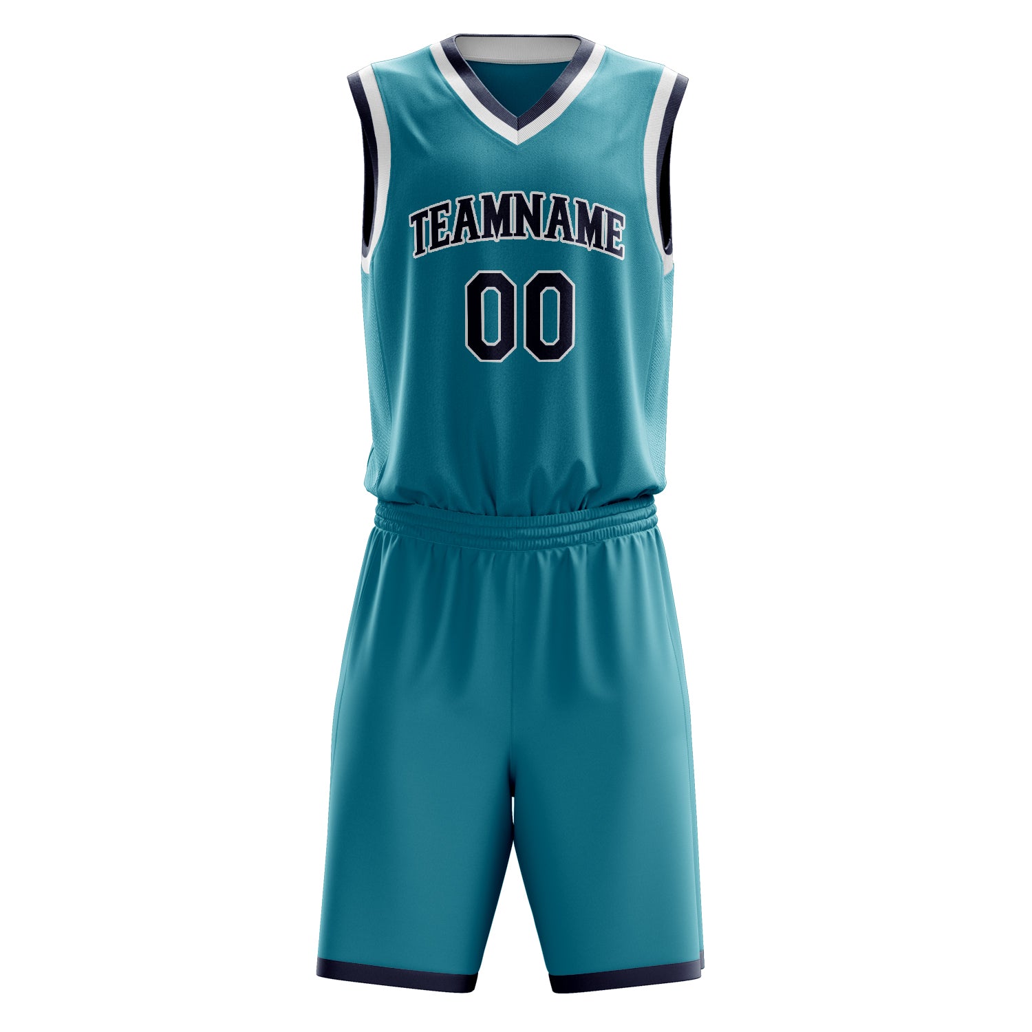 Custom Teal Black Solid Color Basketball Set