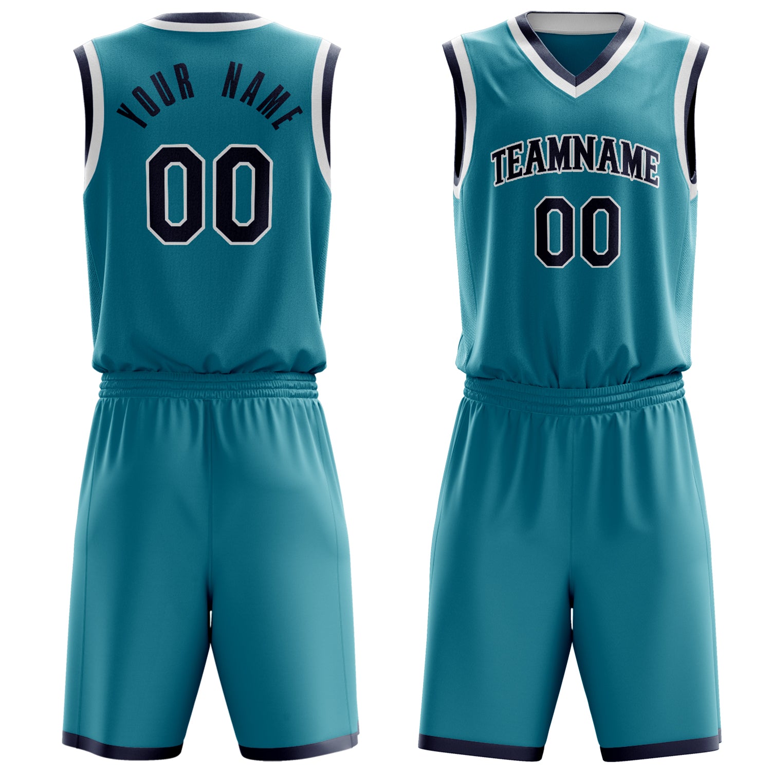 Custom Teal Black Solid Color Basketball Set