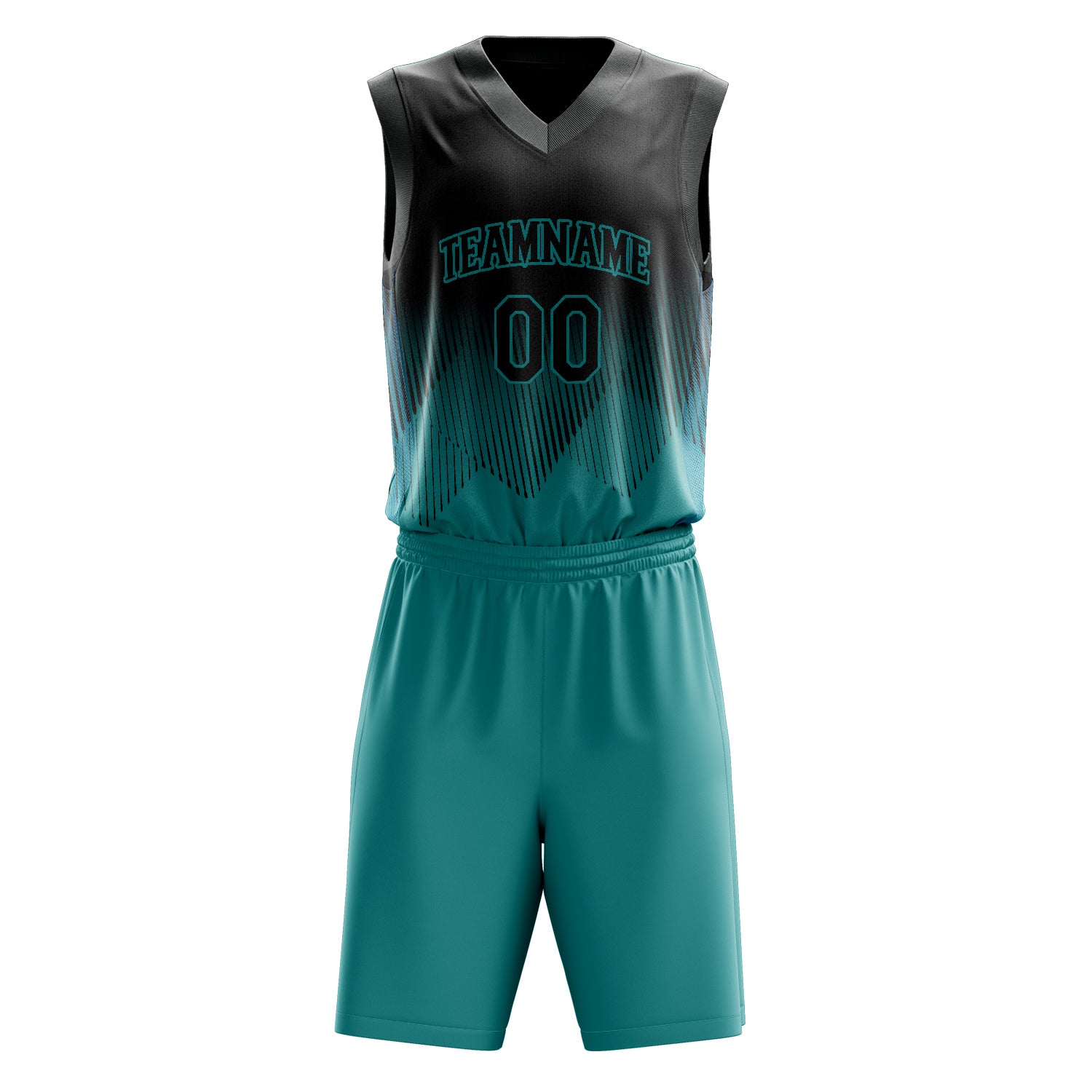 Custom Teal Black Fade Basketball Set
