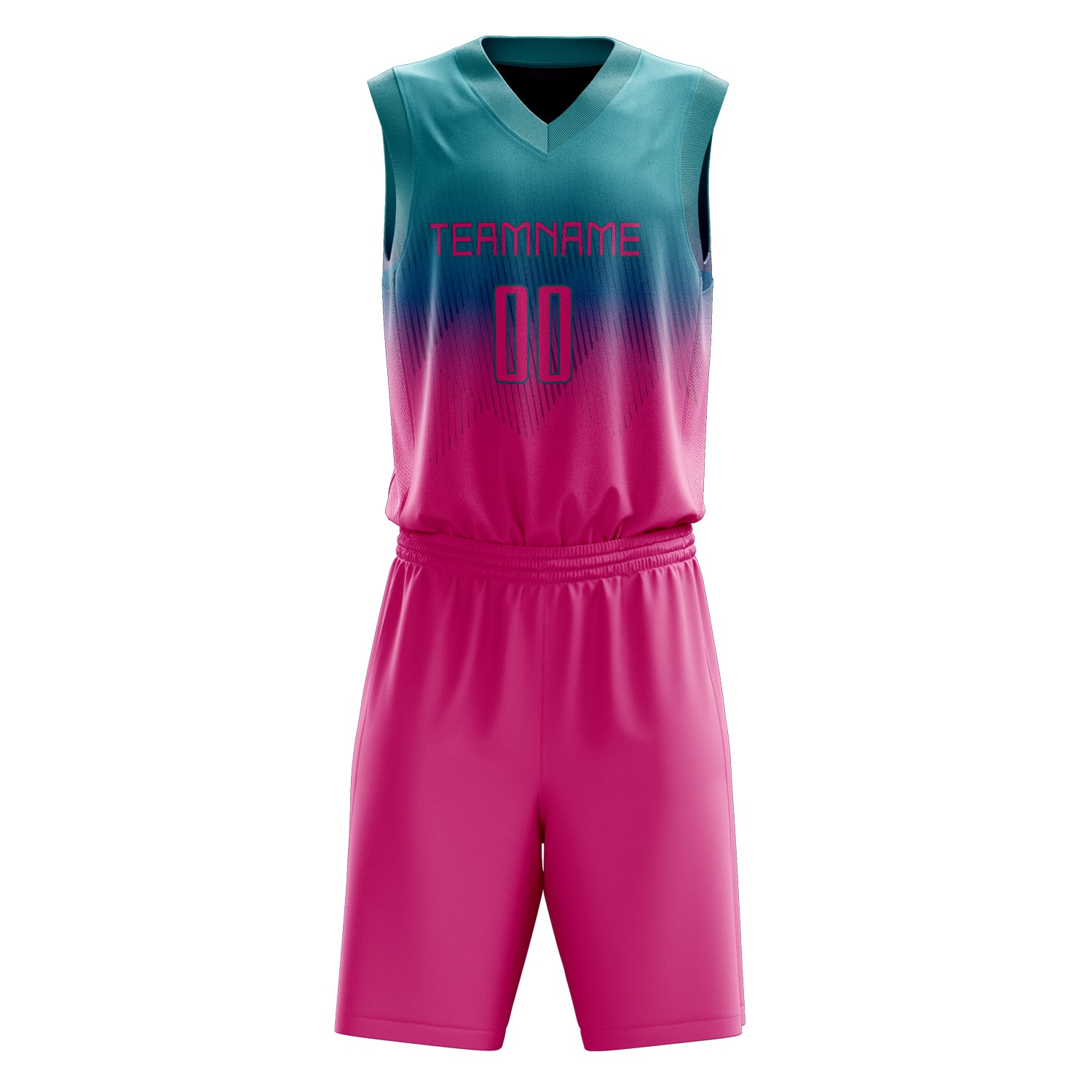 Custom Teal Pink Split Basketball Set