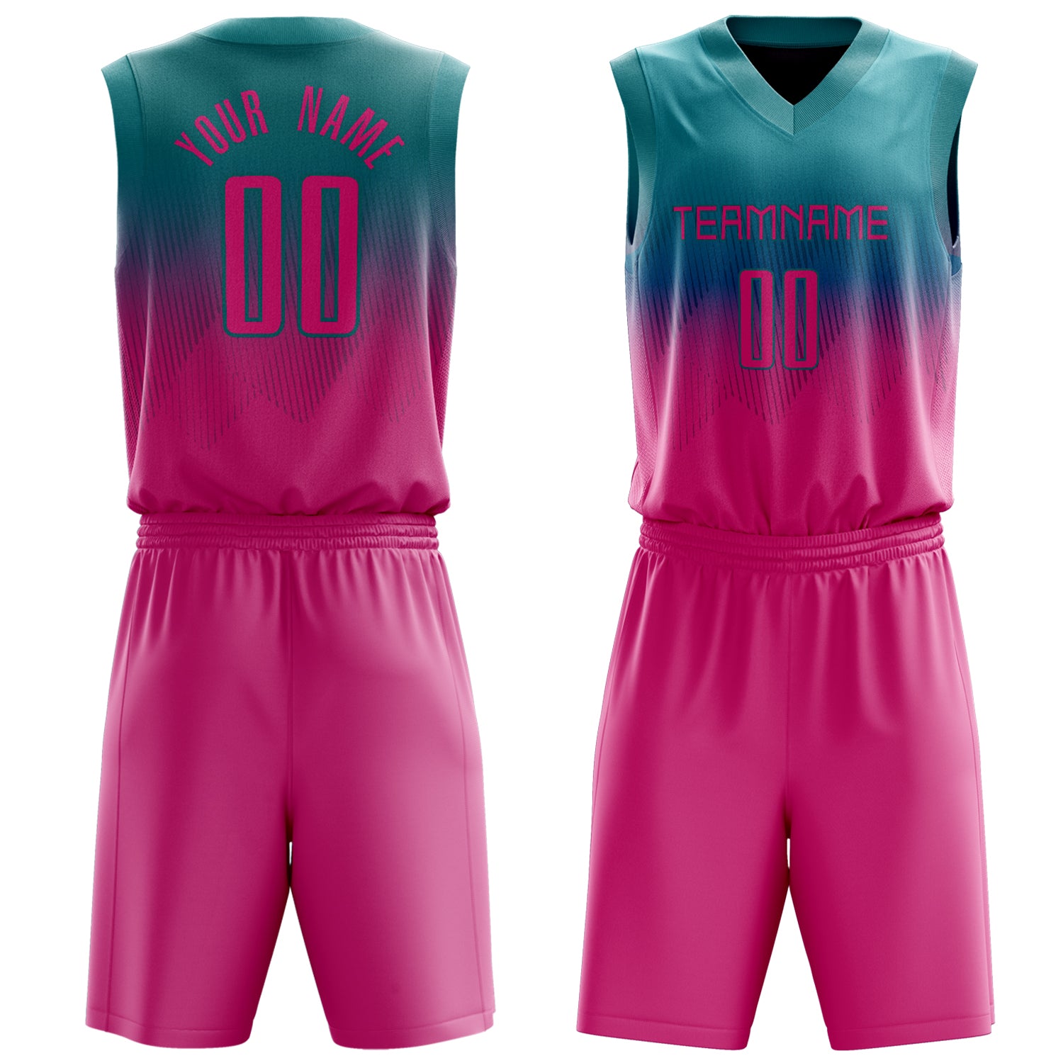 Custom Teal Pink Split Basketball Set