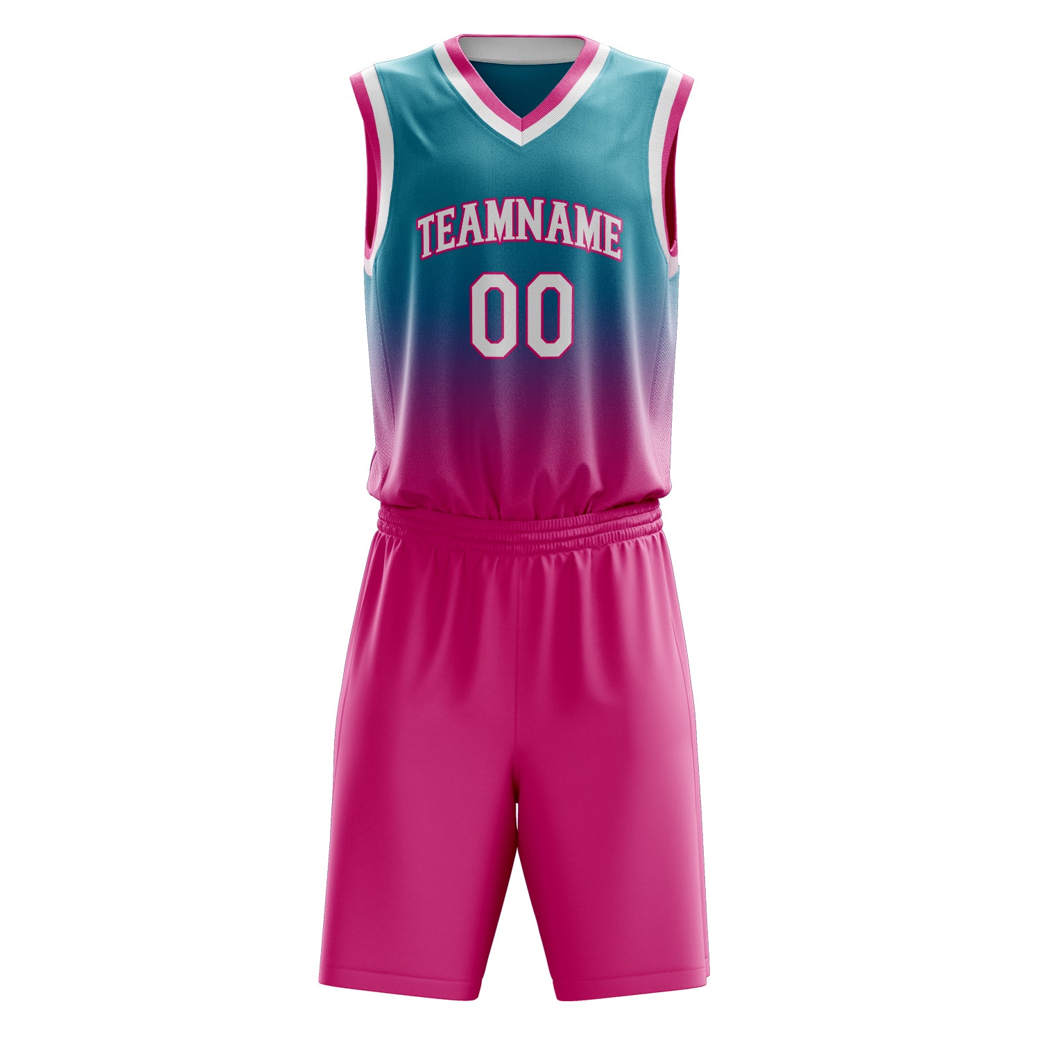 Custom Teal Pink Fade Basketball Set