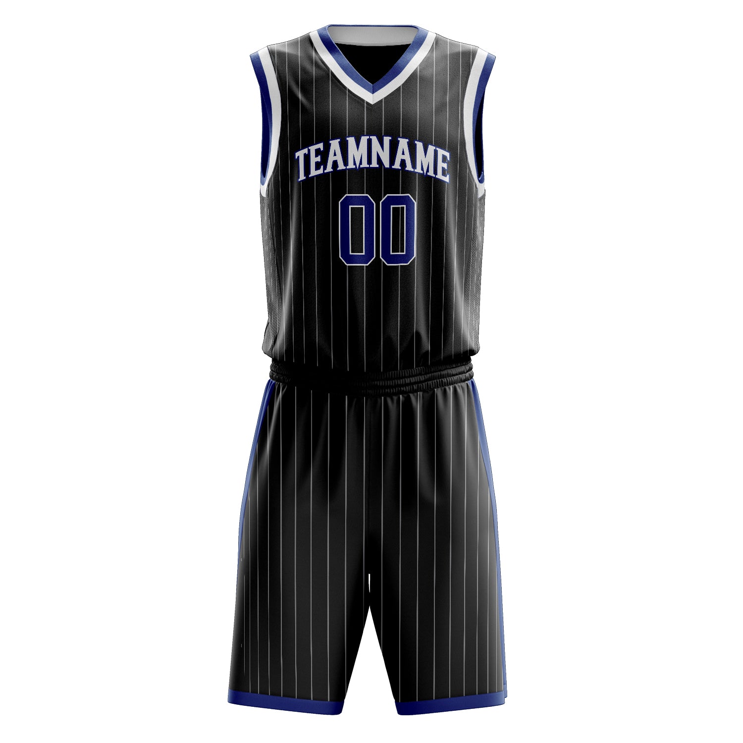Custom Black White Pinstripe Basketball Set