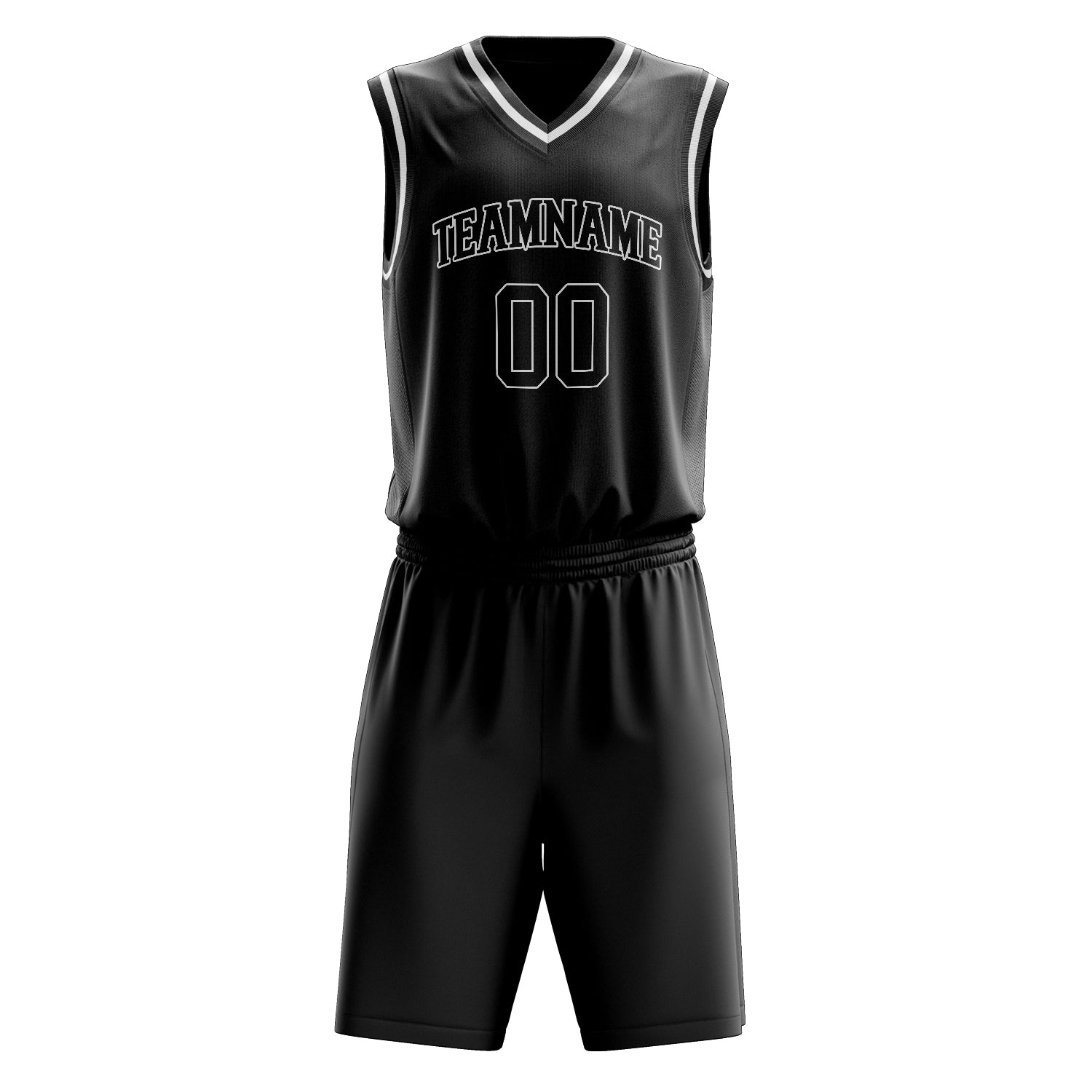 Custom Black White Solid Color Basketball Set