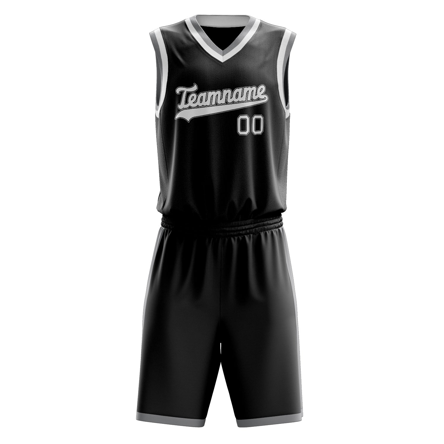 Custom Black Gray Solid Color Basketball Set