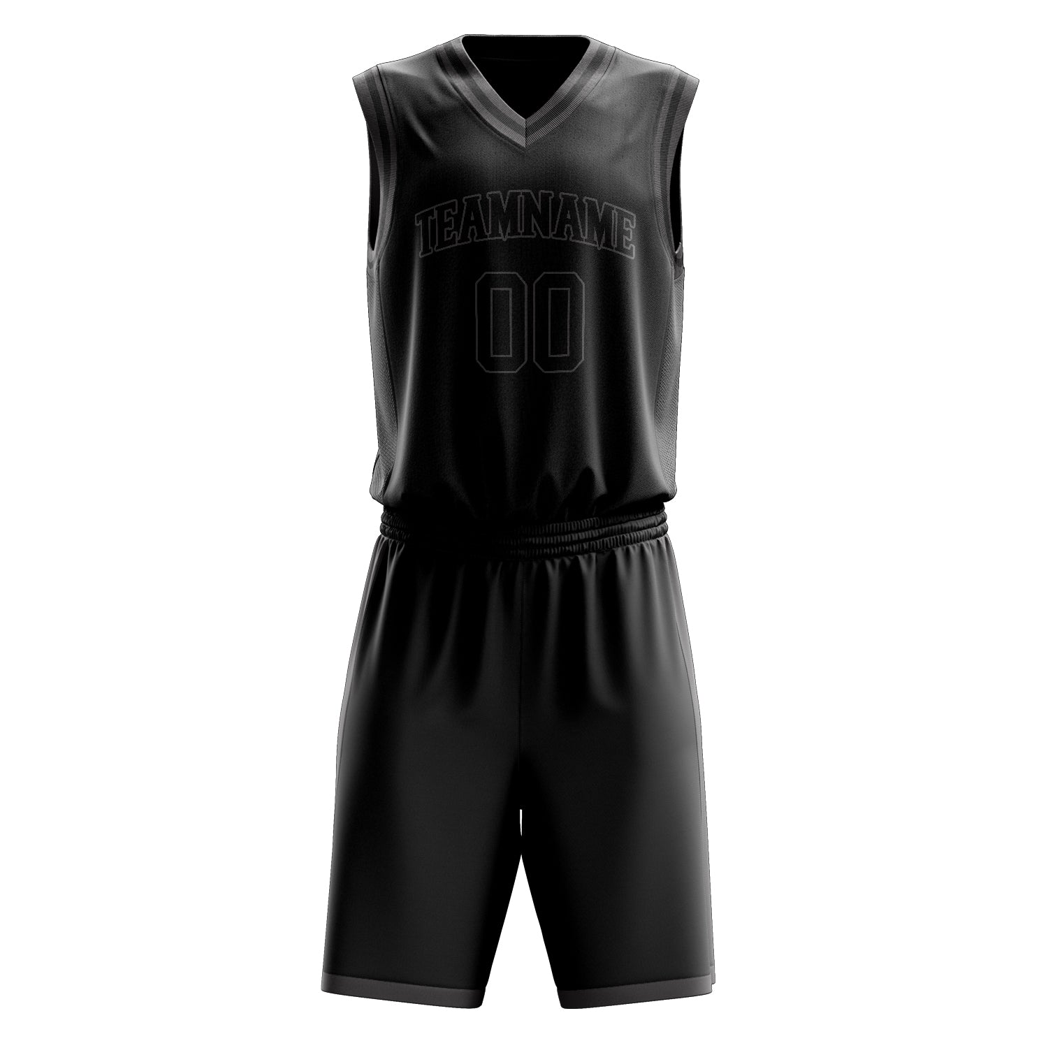 Custom Black Gray Solid Color Basketball Set