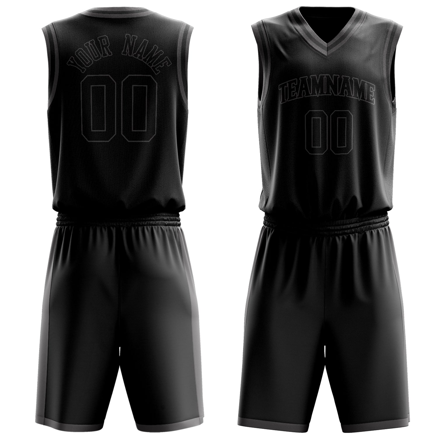 Custom Black Gray Solid Color Basketball Set