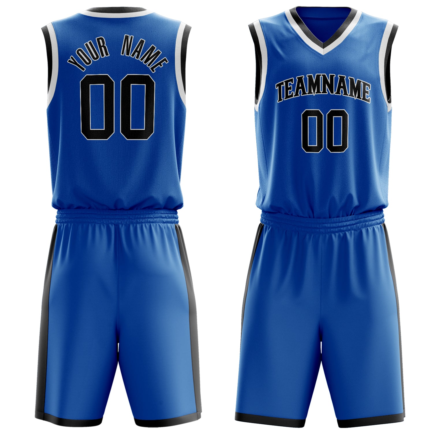 Custom Blue Black Solid Color Basketball Set