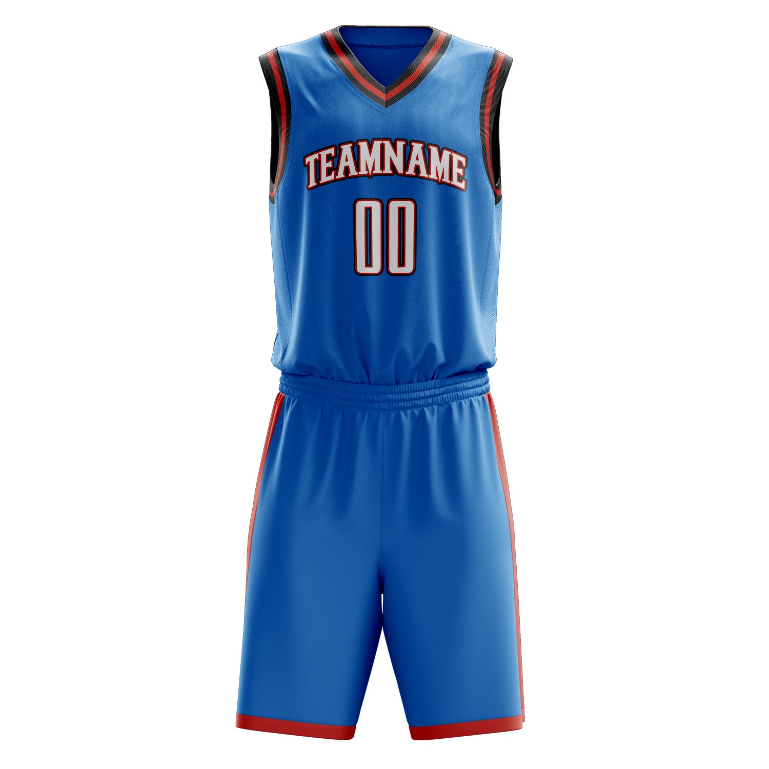 Custom Blue White Solid Color Basketball Set
