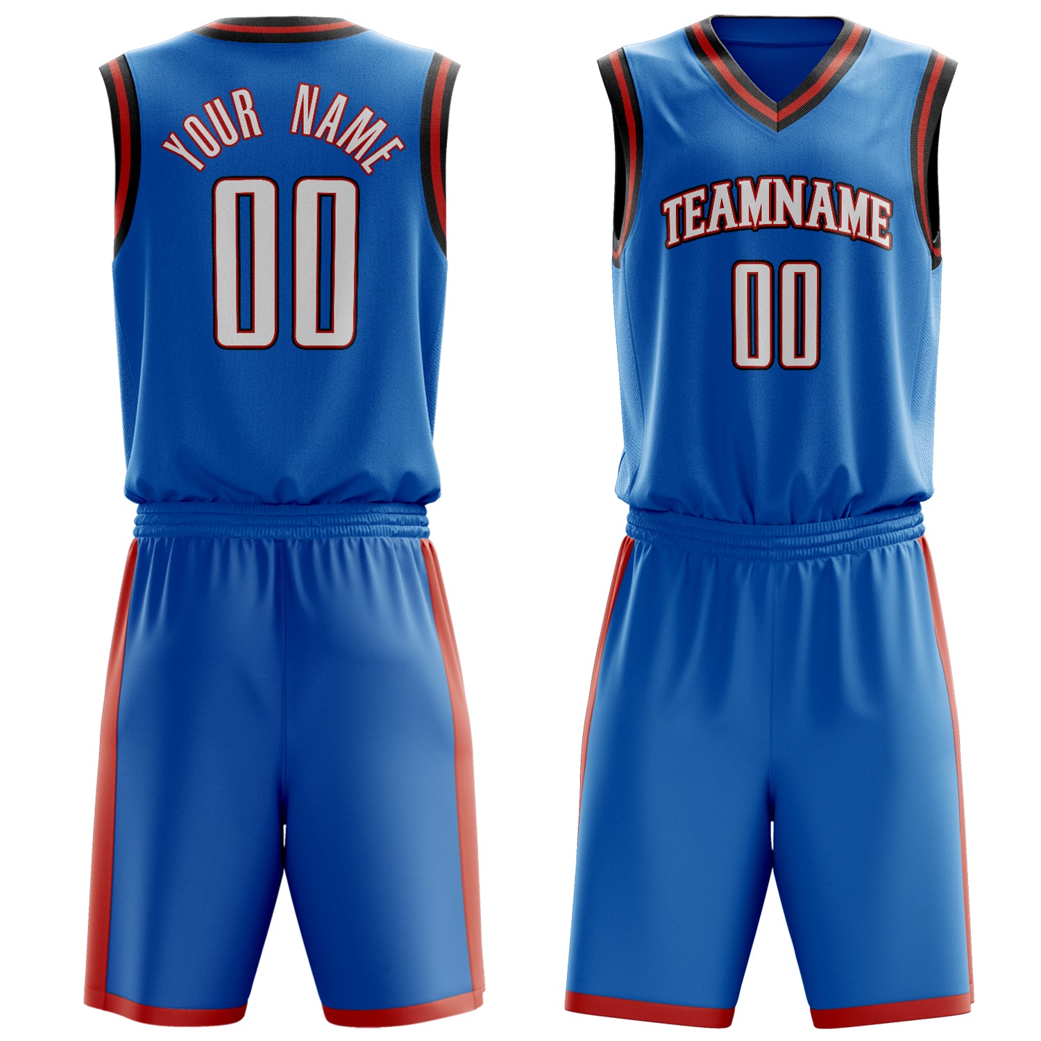 Custom Blue White Solid Color Basketball Set