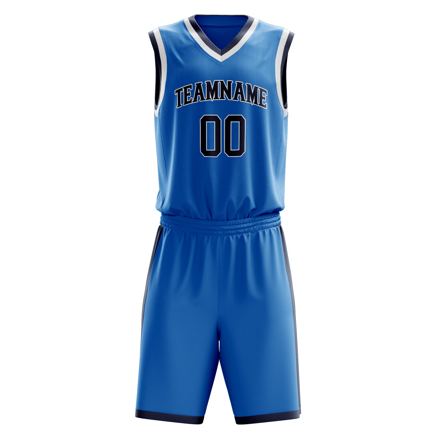 Custom Blue Black Solid Color Basketball Set