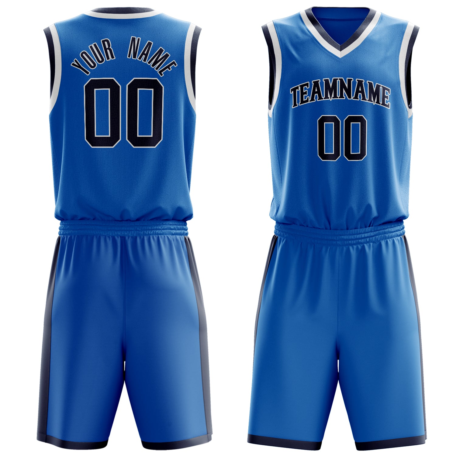 Custom Blue Black Solid Color Basketball Set