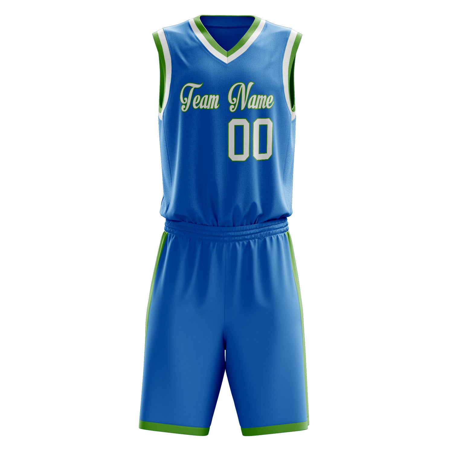 Custom Blue White Solid Color Basketball Set