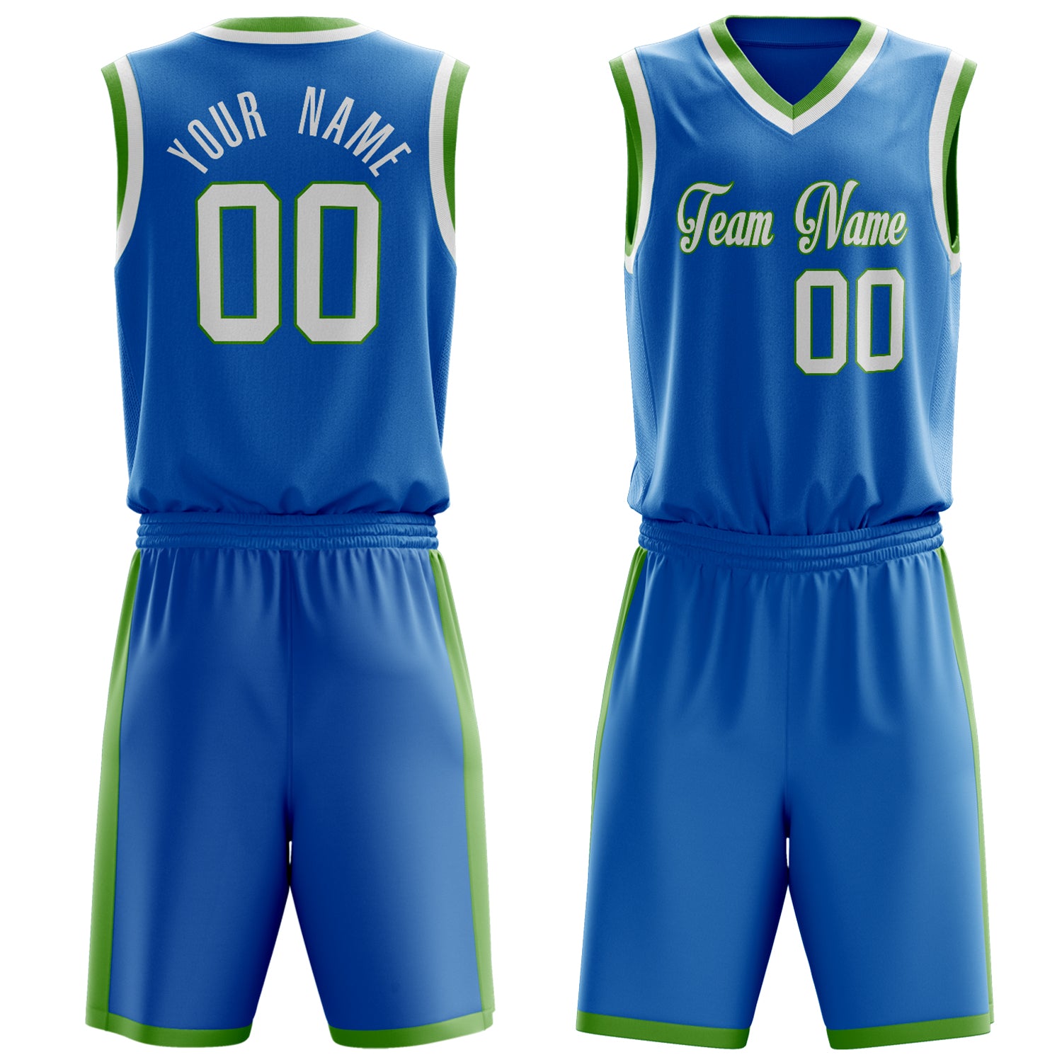 Custom Blue White Solid Color Basketball Set