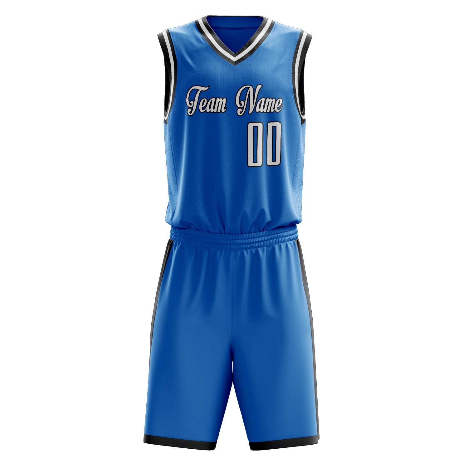 Custom Blue White Solid Color Basketball Set