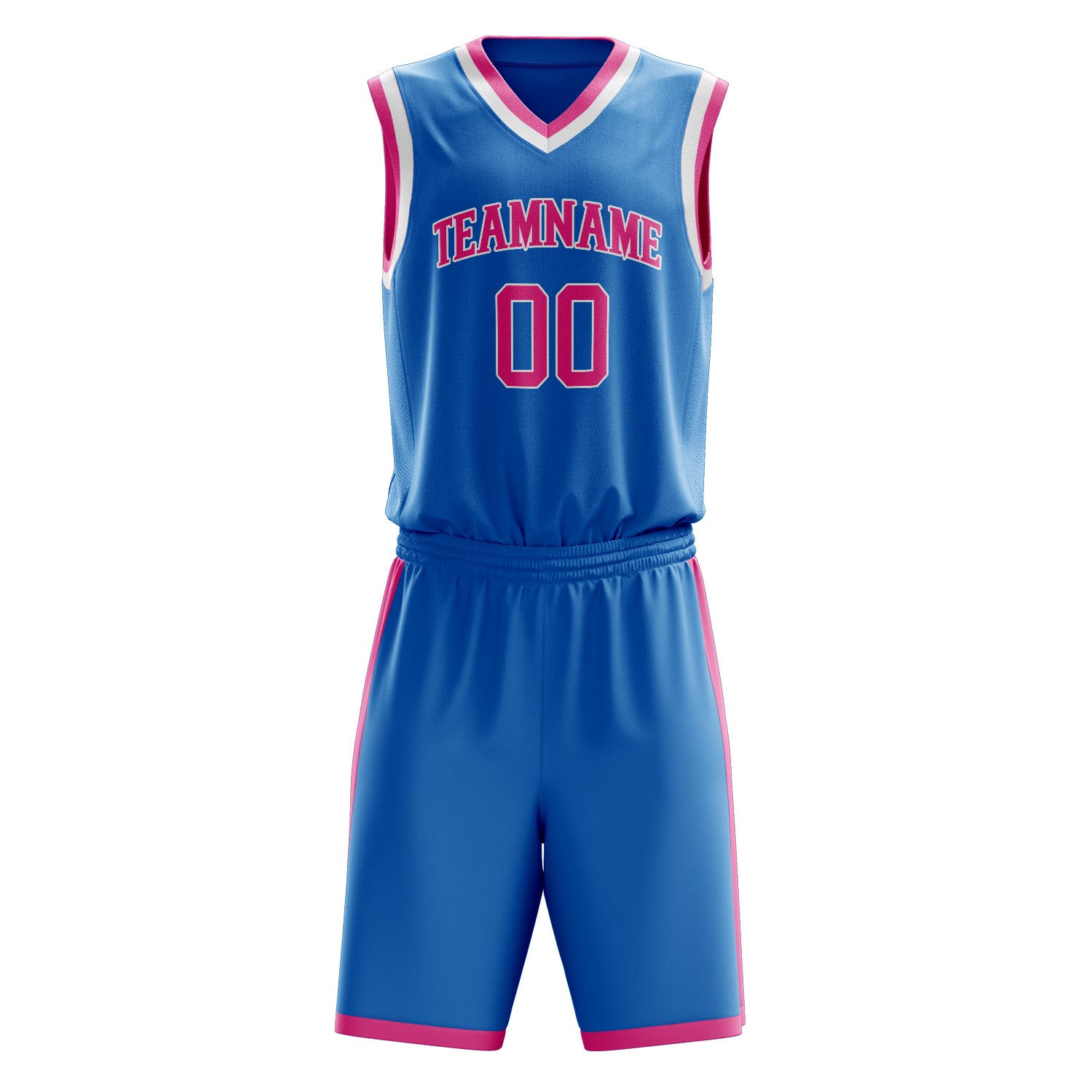 Custom Blue Pink Solid Color Basketball Set