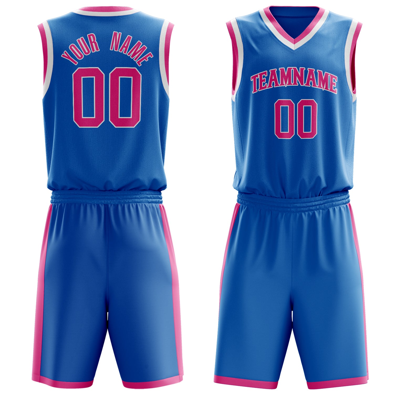 Custom Blue Pink Solid Color Basketball Set