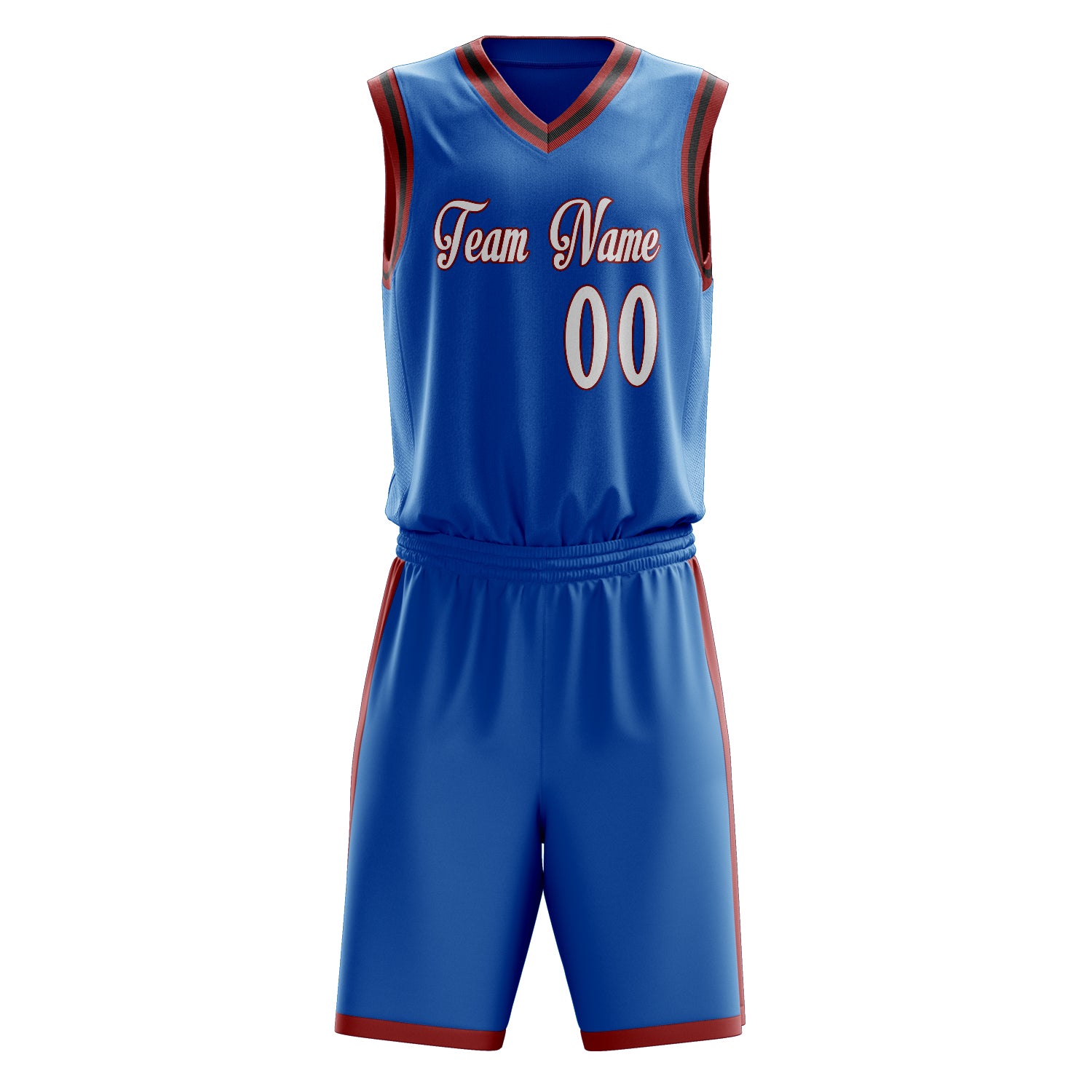 Custom Blue White Solid Color Basketball Set
