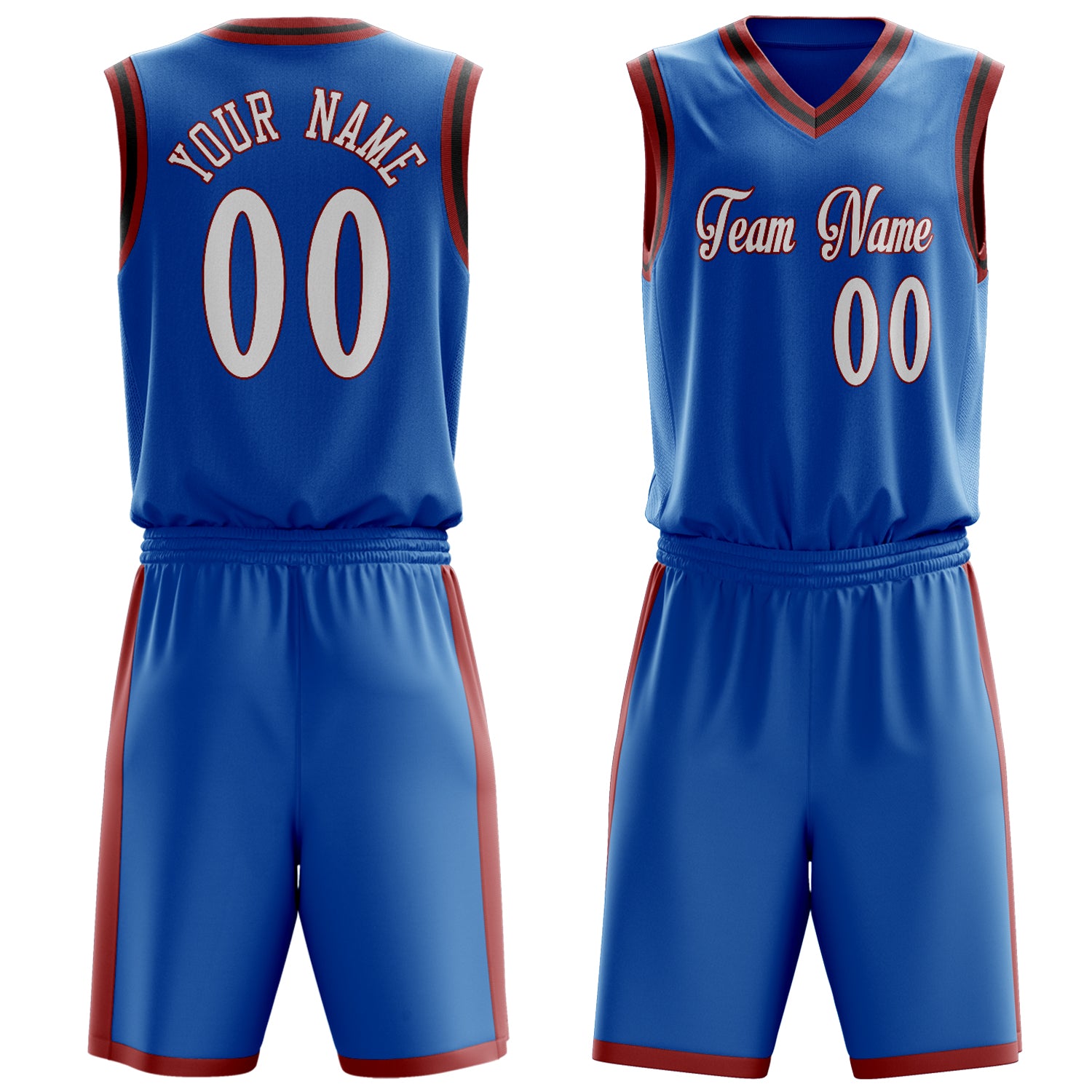 Custom Blue White Solid Color Basketball Set