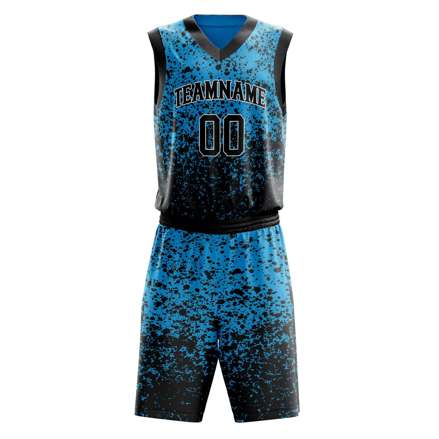 Custom Blue Black Solid Color Basketball Set