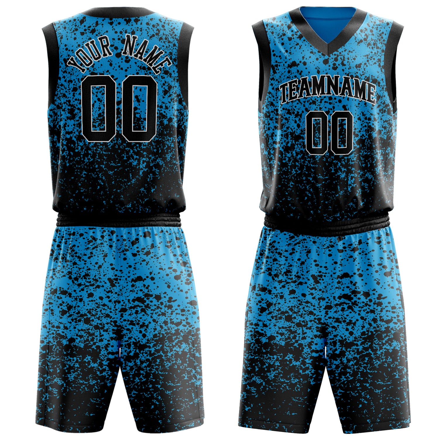 Custom Blue Black Solid Color Basketball Set