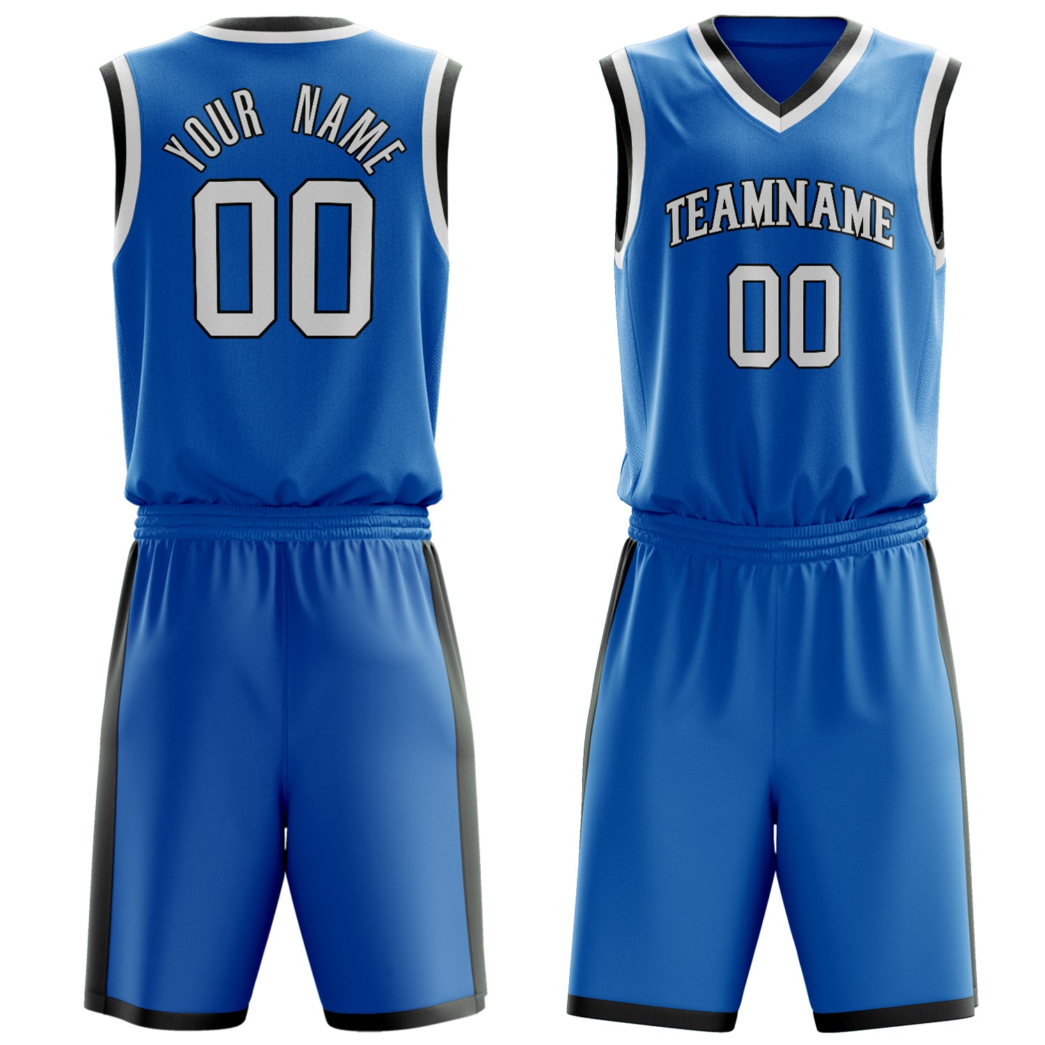 Custom Blue White Solid Color Basketball Set