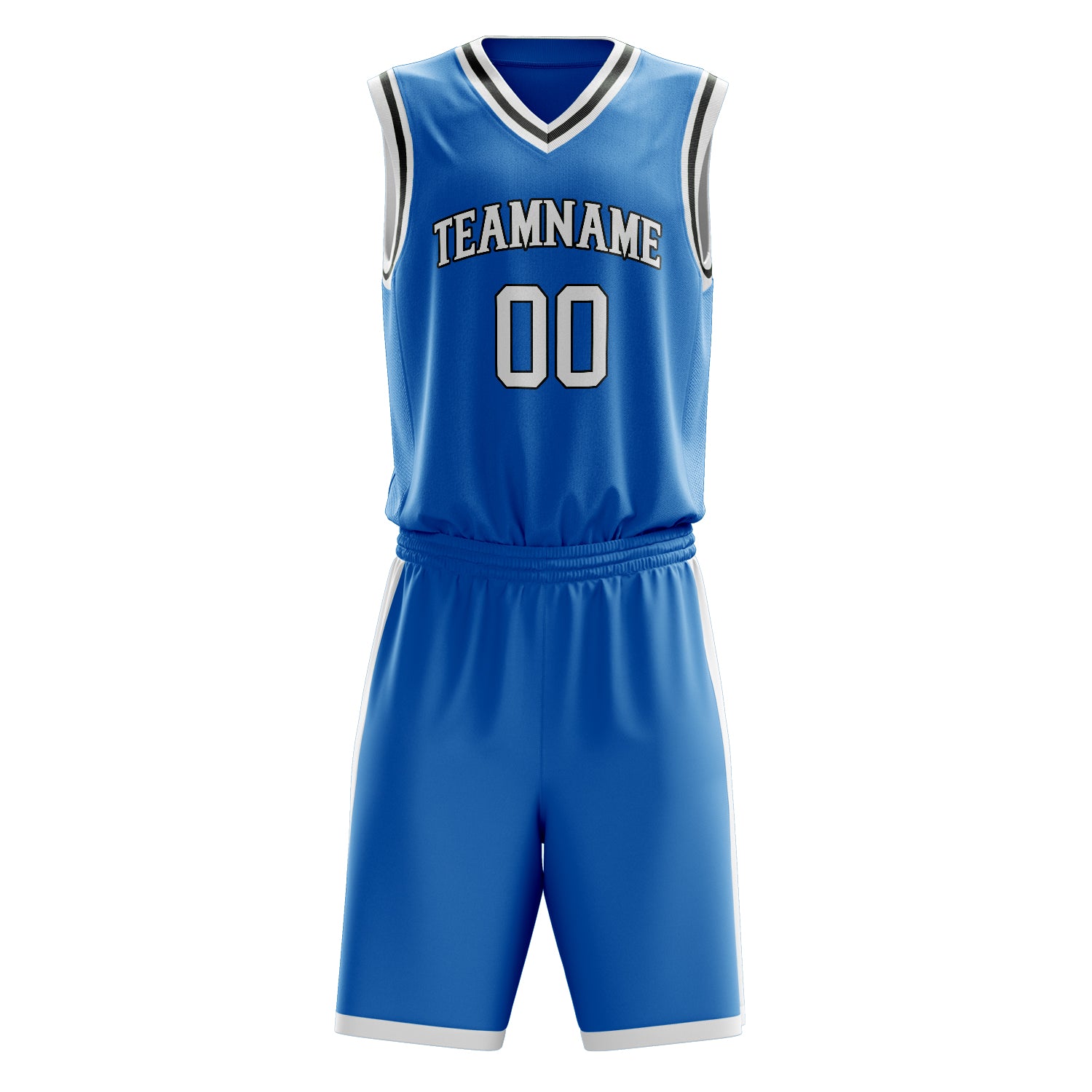 Custom Blue White Solid Color Basketball Set