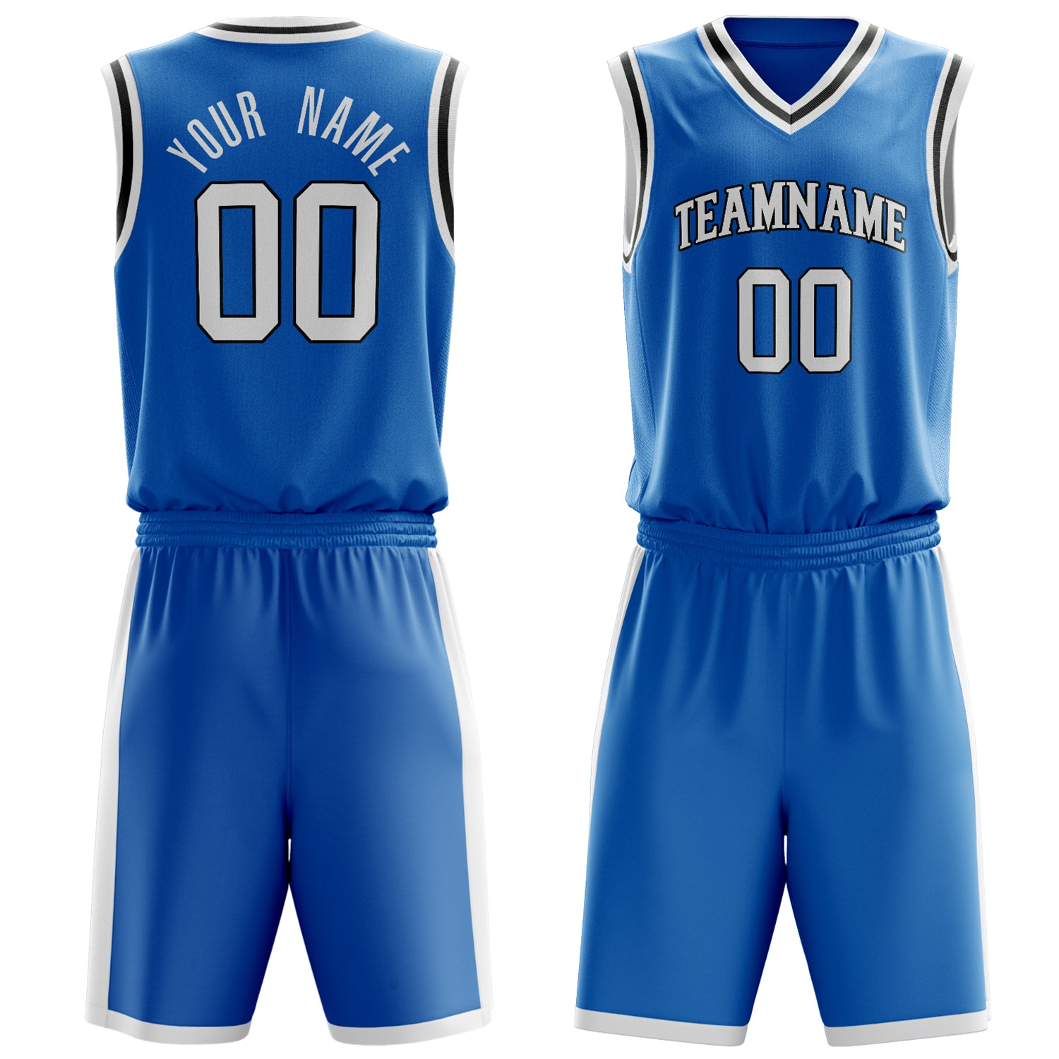 Custom Blue White Solid Color Basketball Set