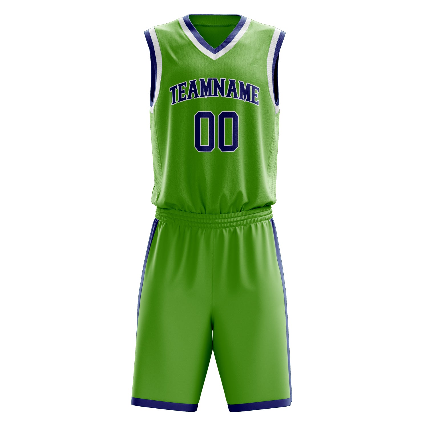 Custom Neon-Green Purple Solid Color Basketball Set
