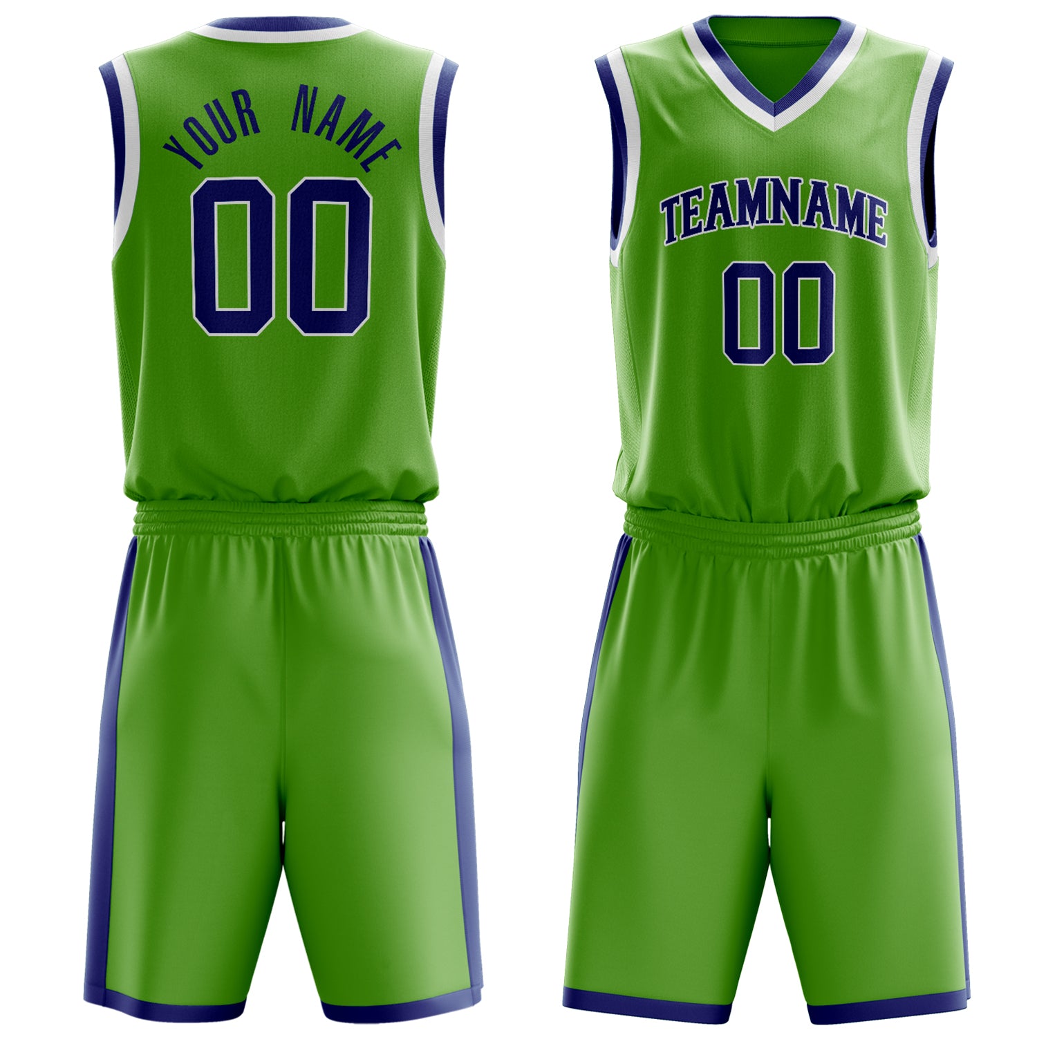 Custom Neon-Green Purple Solid Color Basketball Set