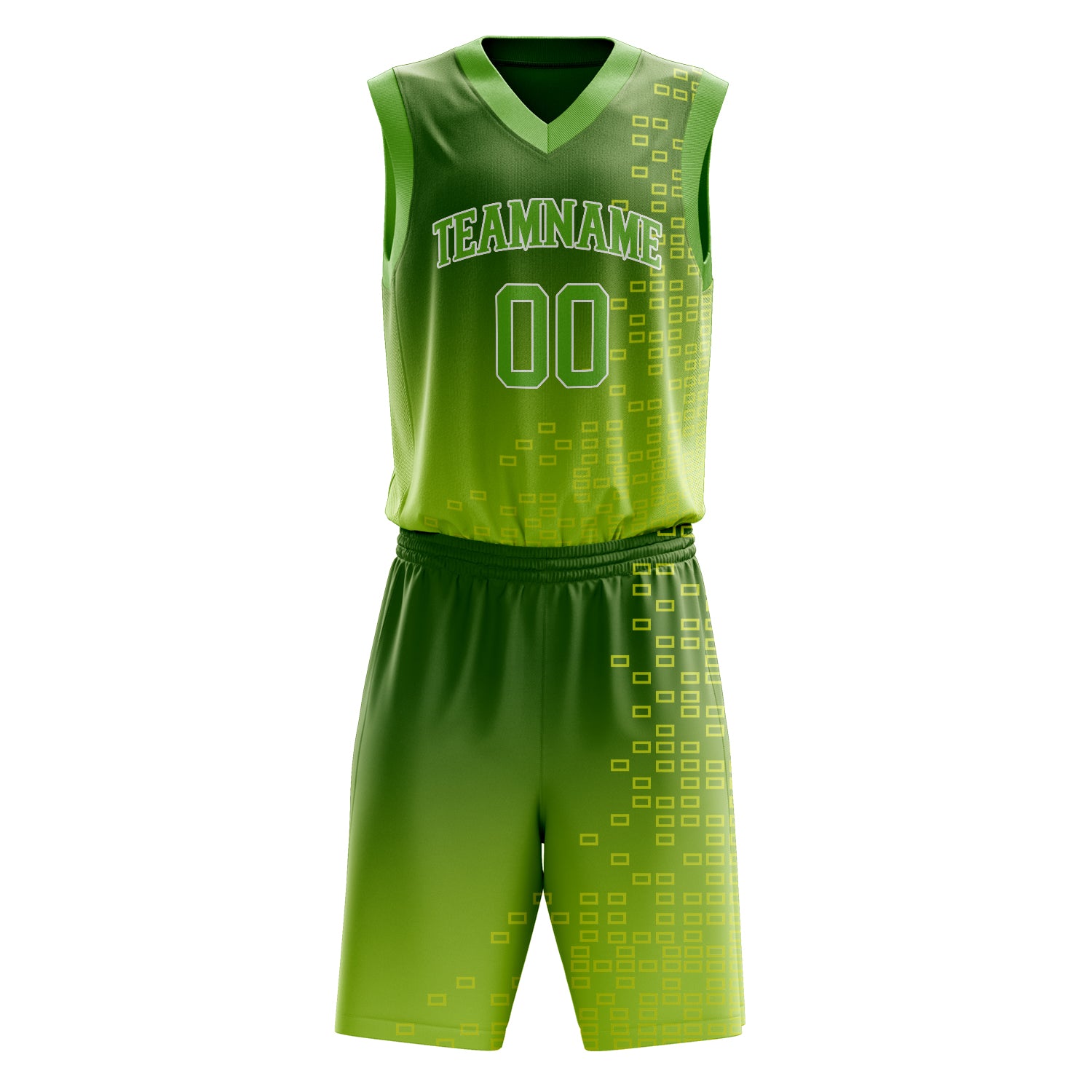 Custom Neon-Green White Solid Color Basketball Set