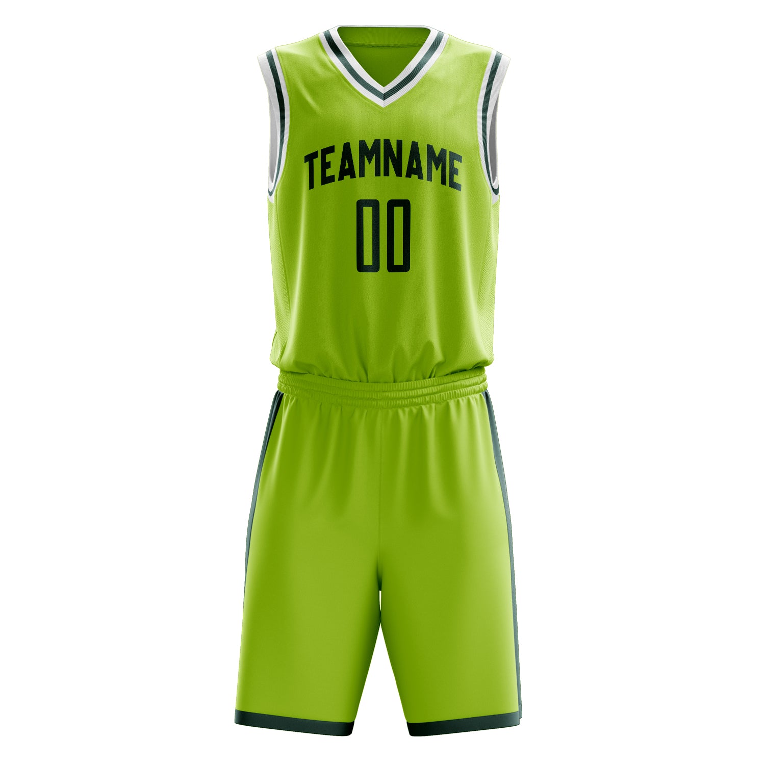Custom Neon-Green Black Solid Color Basketball Set