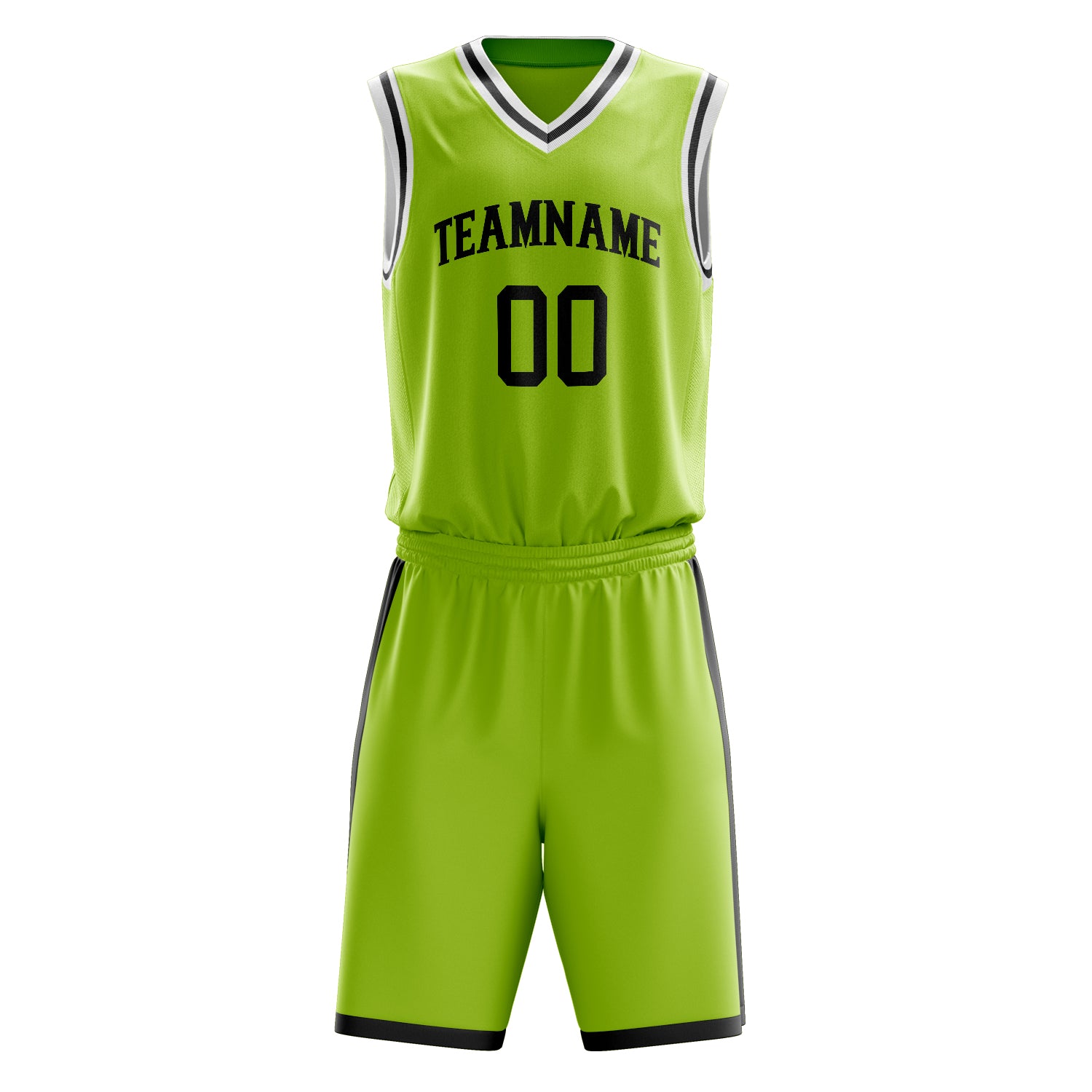Custom Neon-Green Black Solid Color Basketball Set